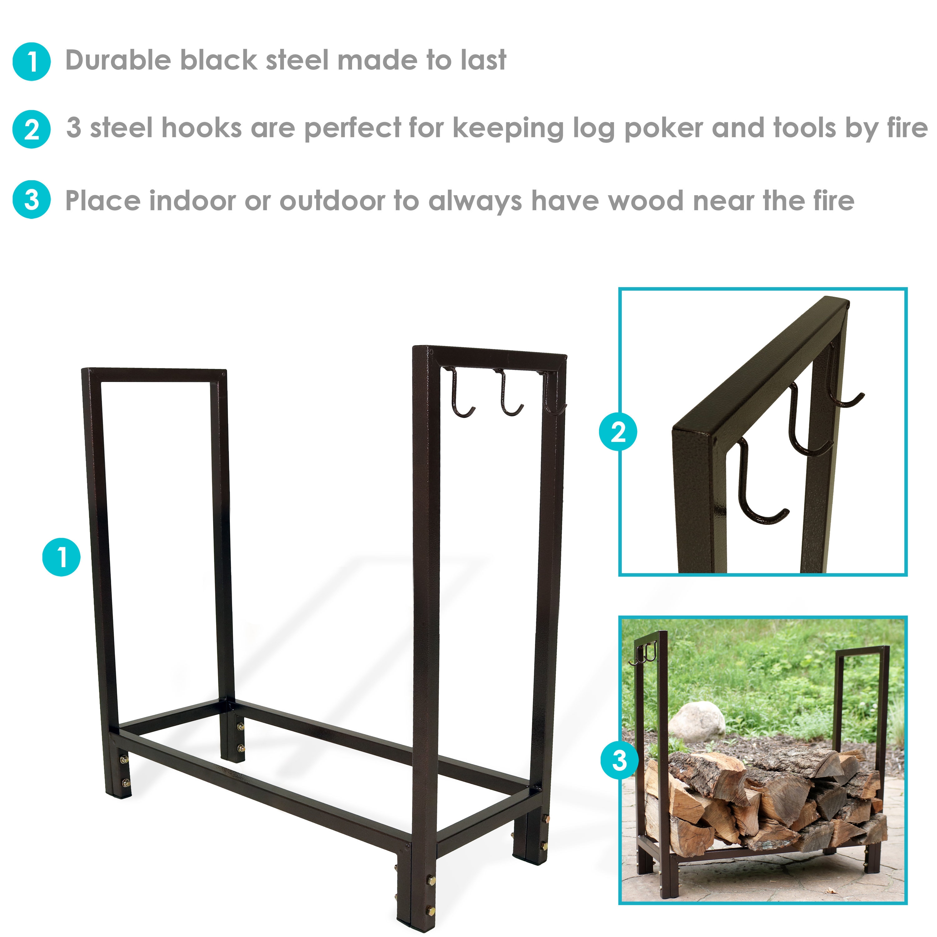 Sunnydaze Decor QXWR30-BRONZE Firewood-Storage - View #6