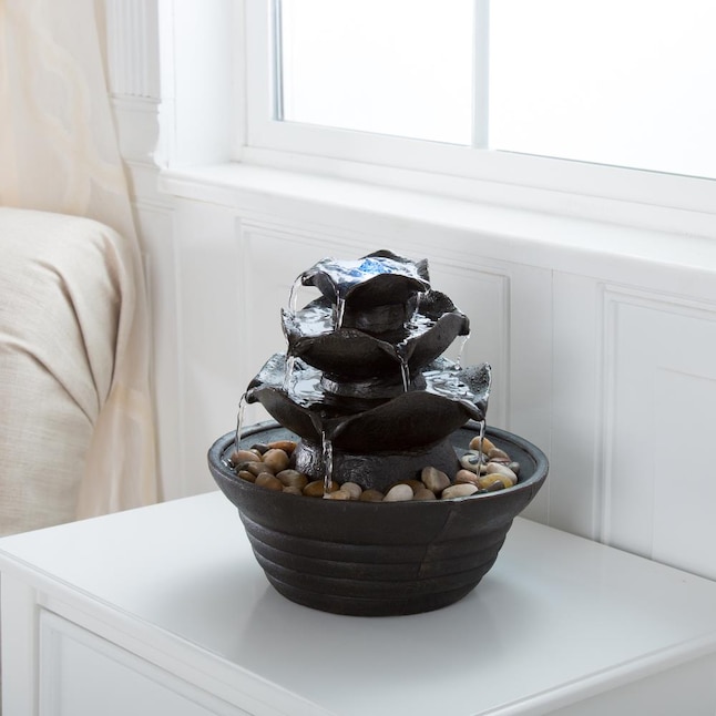 Nature Spring Indoor Water Fountain With Led Lights Lighted Three Tier Soothing Cascading Tabletop Rocks For Office And Home Decor By In The Fountains Department At Com - Indoor Water Fountains For Home Decor