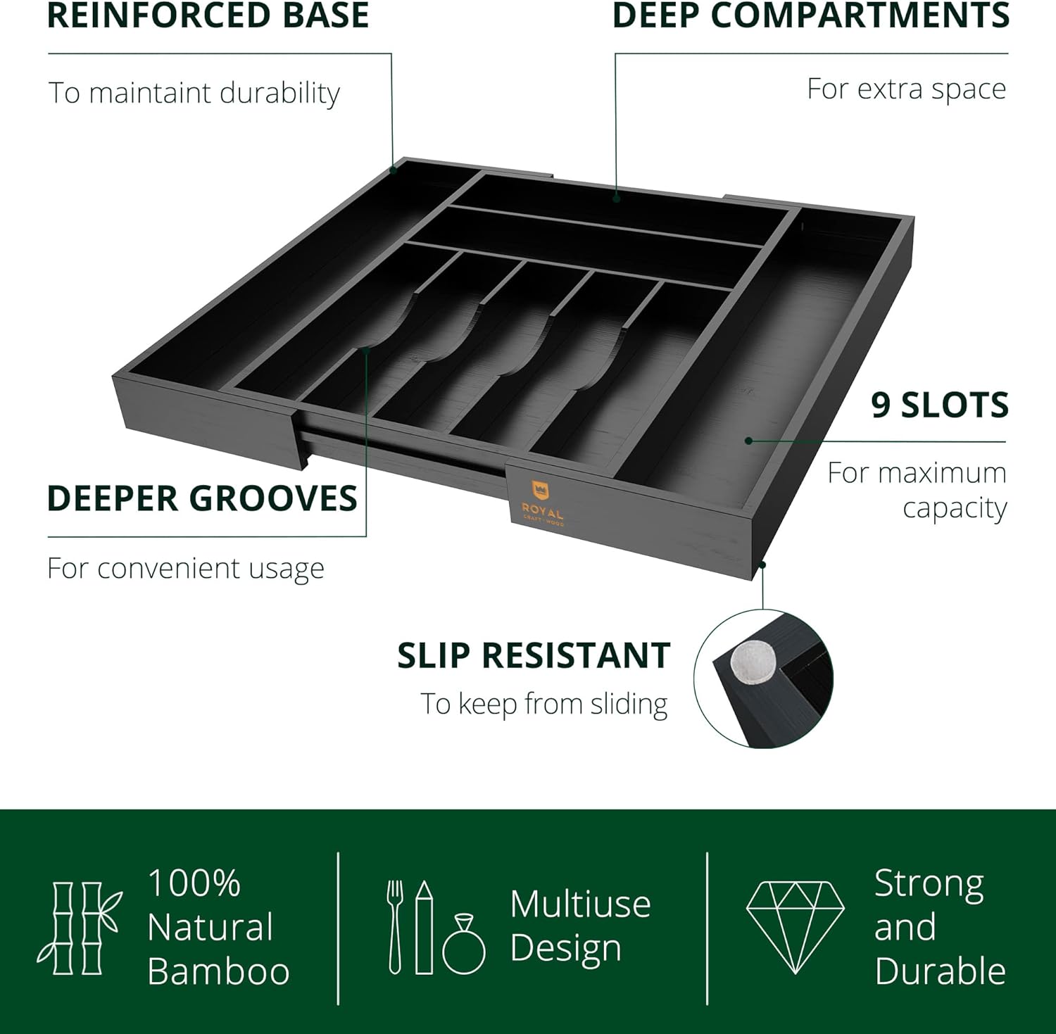 ROYAL CRAFT WOOD RCWKITDRAW-BLK Drawer-Organizers - View #3