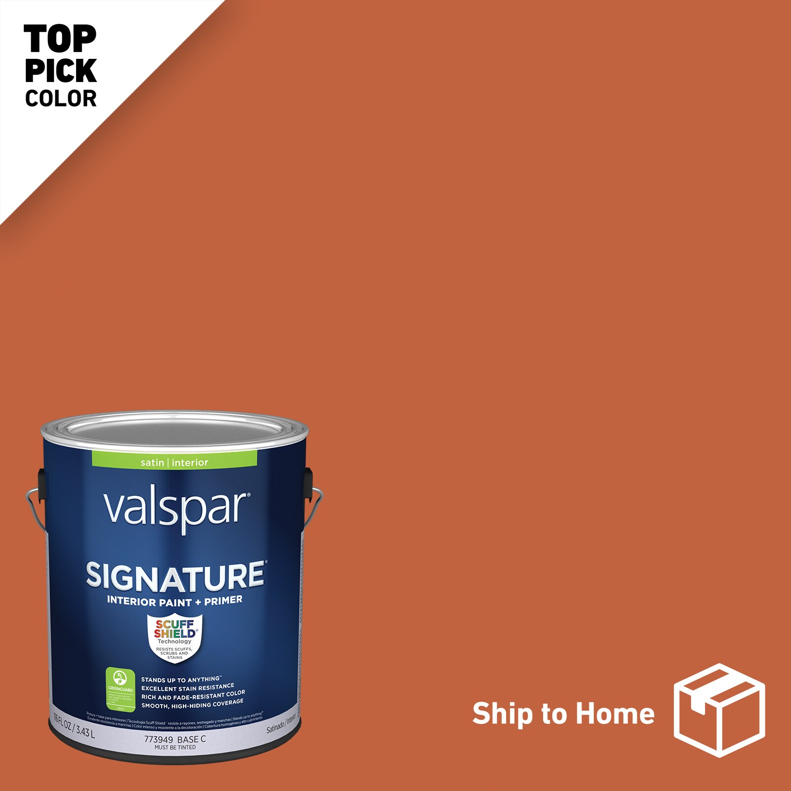 Valspar HGSW1103-2636601 Signature Satin Robust Orange HGSW1103 Latex Interior Paint Paint + Primer ( 1-gallon )
