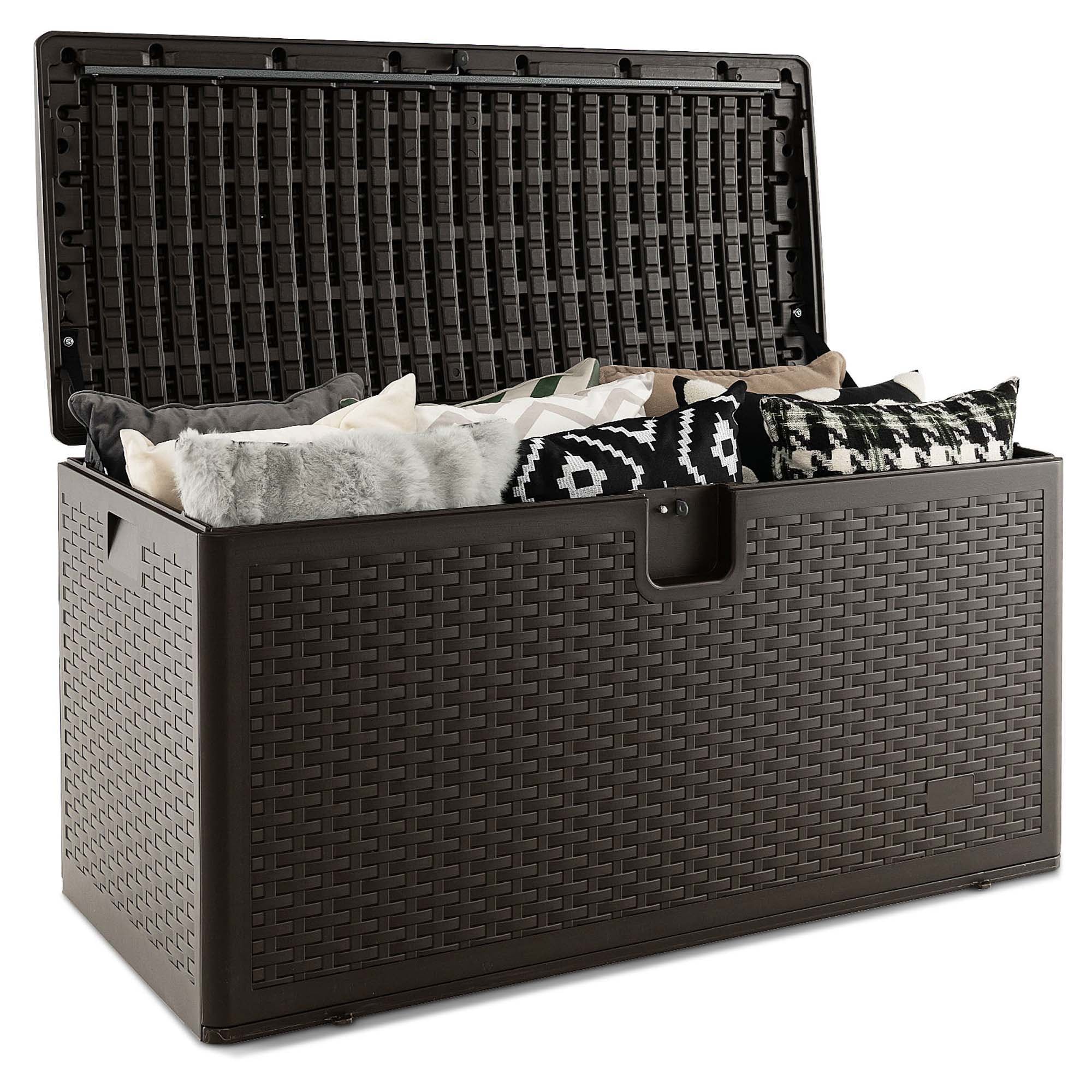 Costway LWS00150 100-Gallon Brown Plastic Deck Box
