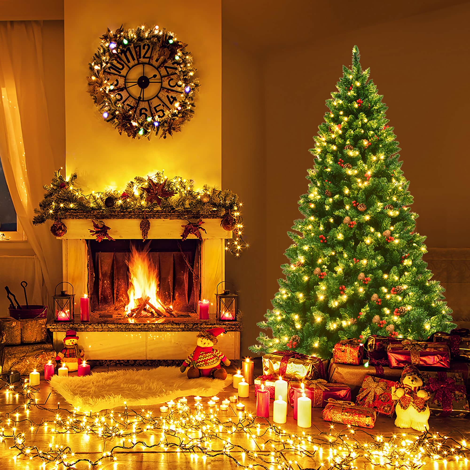 6.5 ft Pre-Lit Green Spruce Christmas Tree with LED Lights