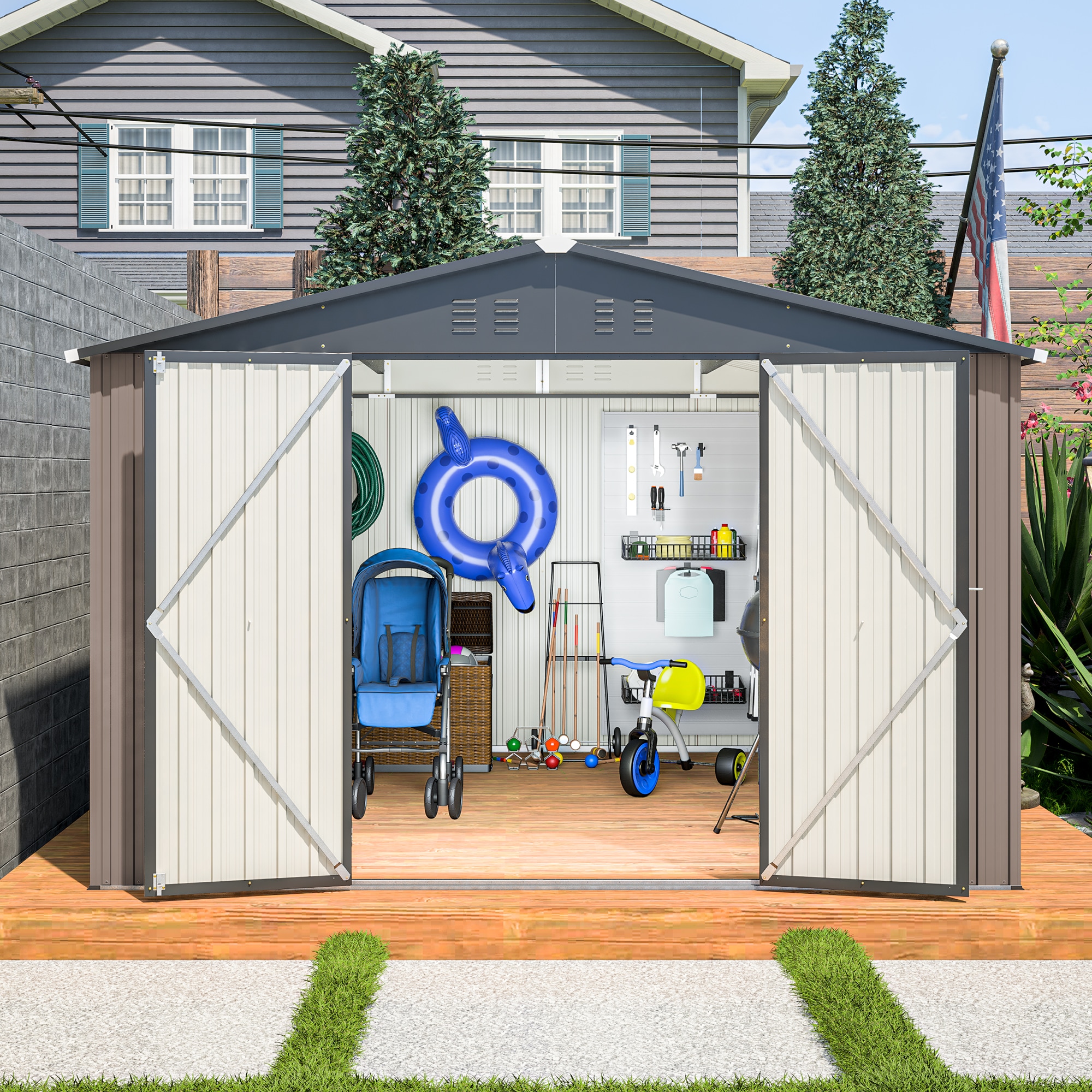 WELLFOR TWSG014-GR Metal-Storage-Buildings-Sheds - View #11