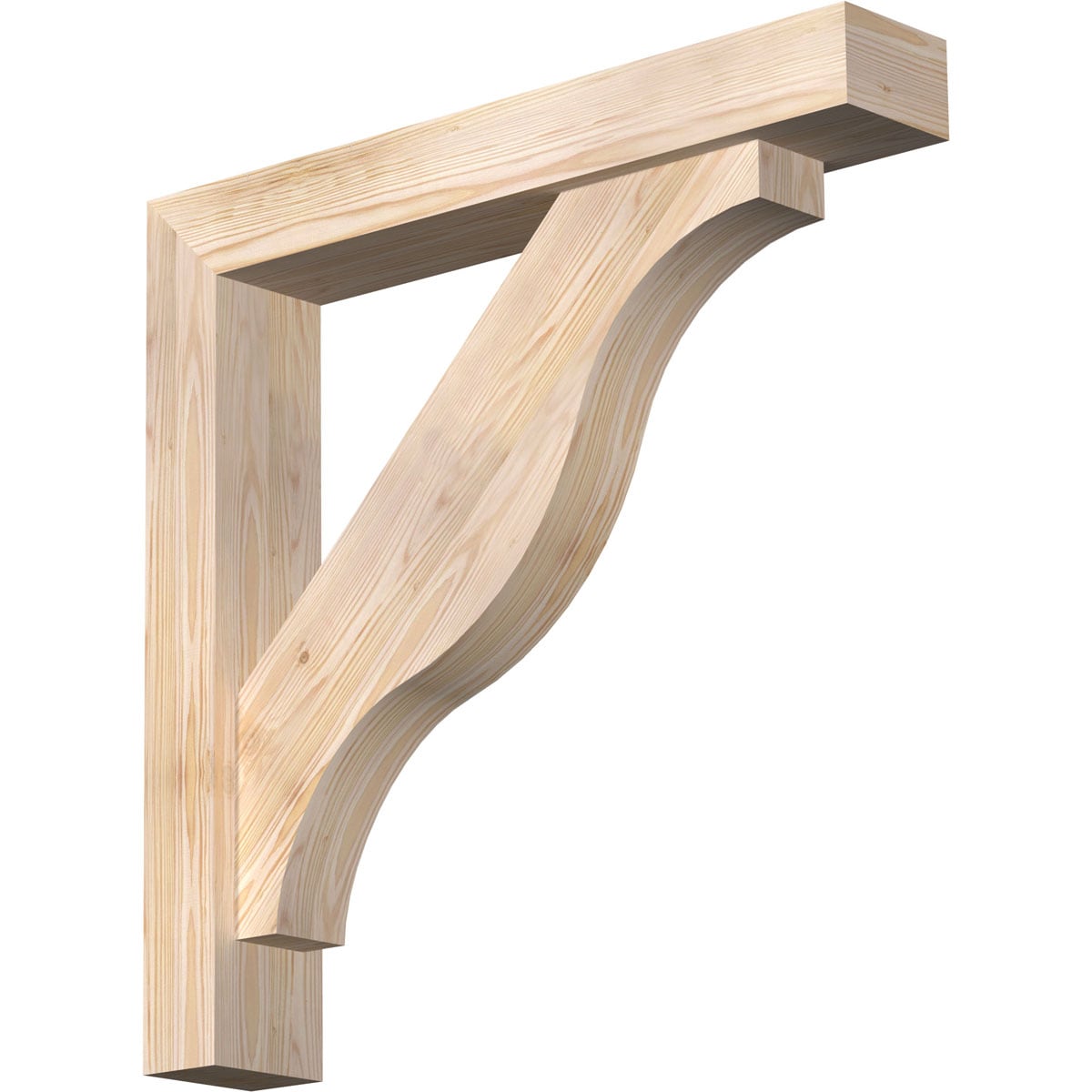 Ekena Millwork 1462558 Funston block smooth bracket with offset brace 5-1/2-in x 32-in x 32-in Douglas fir Brown Wood Standard bracket