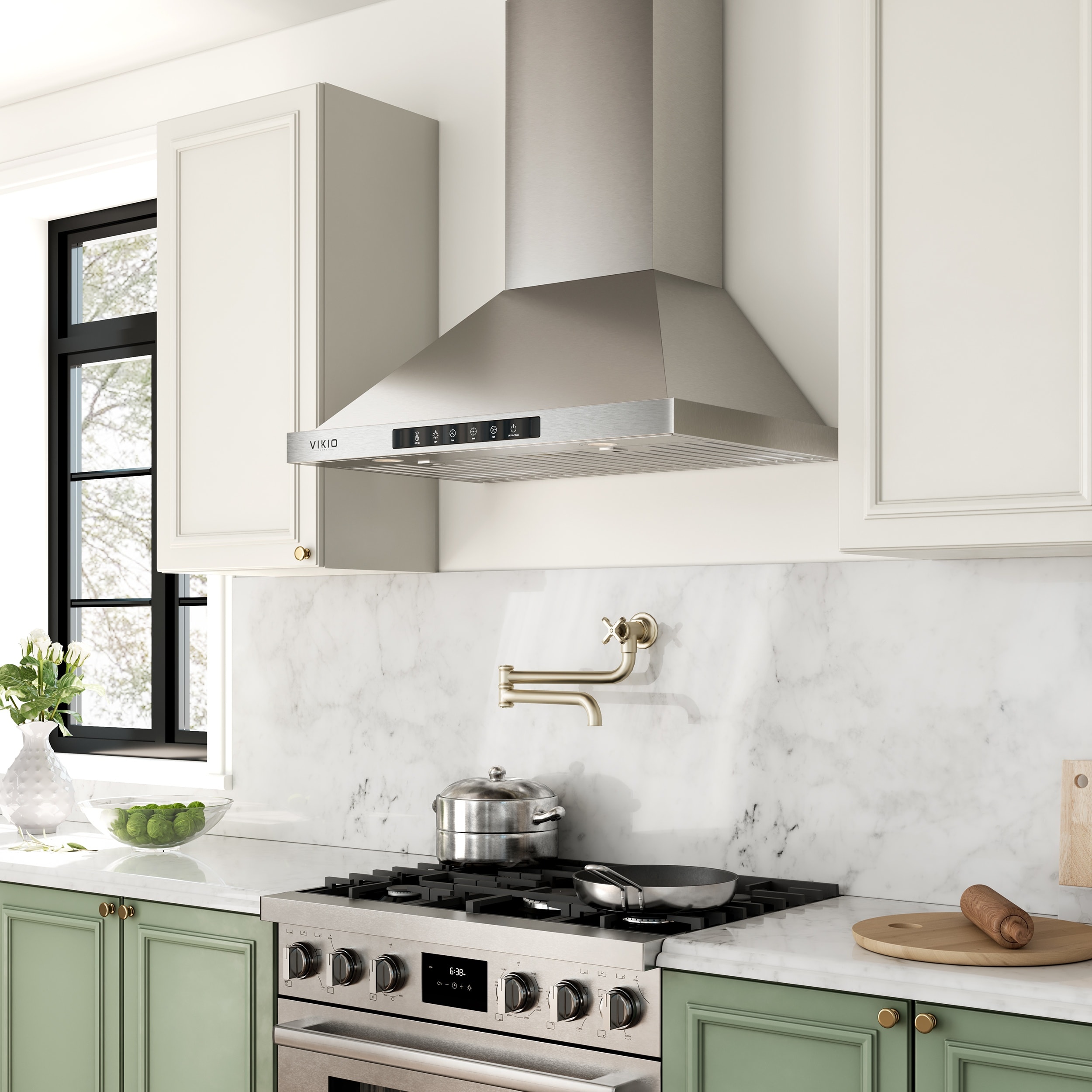 Hisohu 30-in Ductless 900-CFM Stainless Steel Wall-Mounted Range