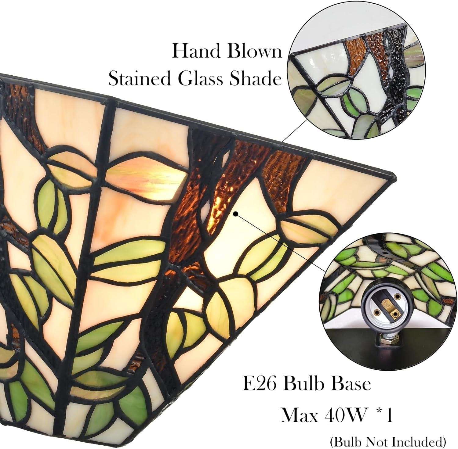 Tiffany Style Black Copper Glass Wall Sconce Light