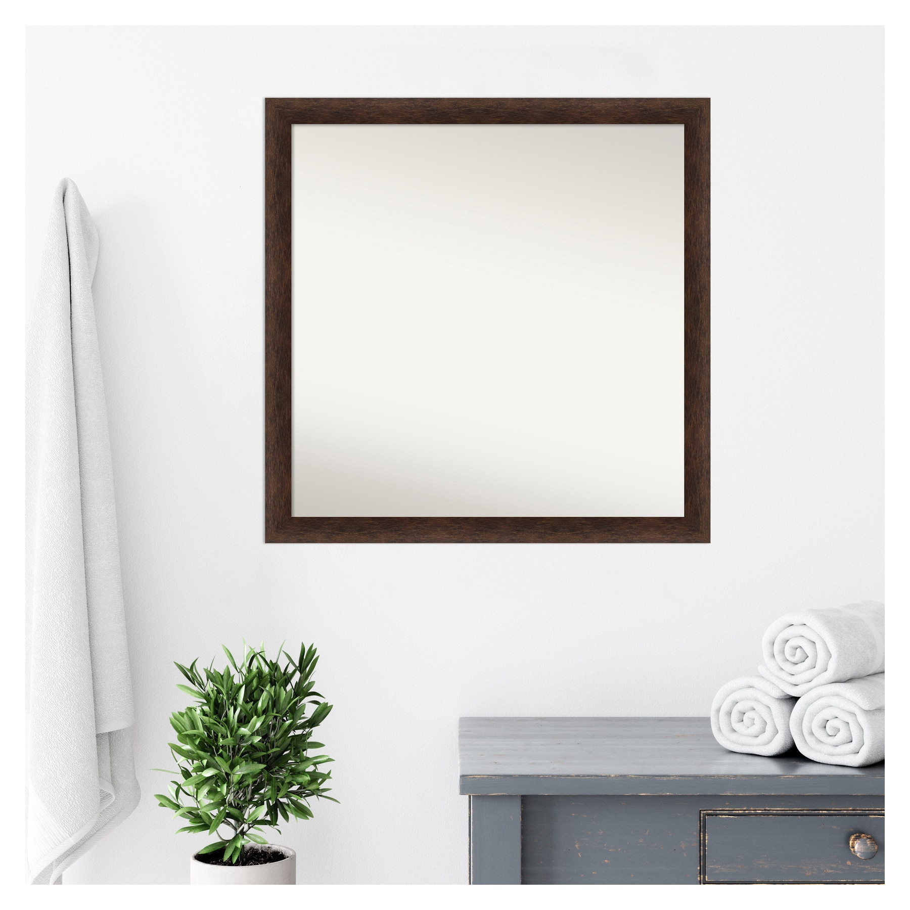 Amanti Art Warm Walnut Narrow Frame 29-in W X 29-in H Square Warm 