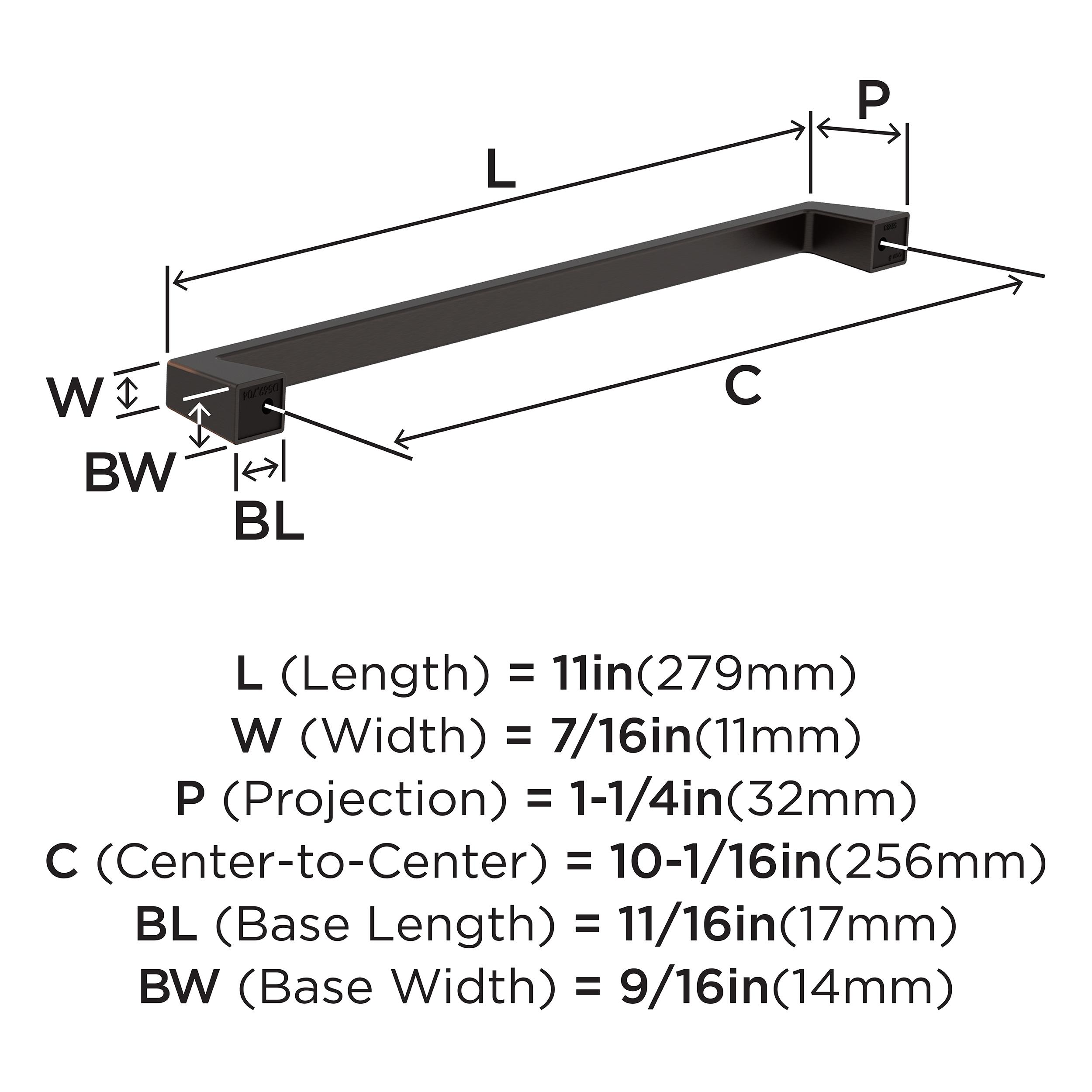 Modern Oil-Rubbed Bronze 10-1/16 Inch Cabinet Pull