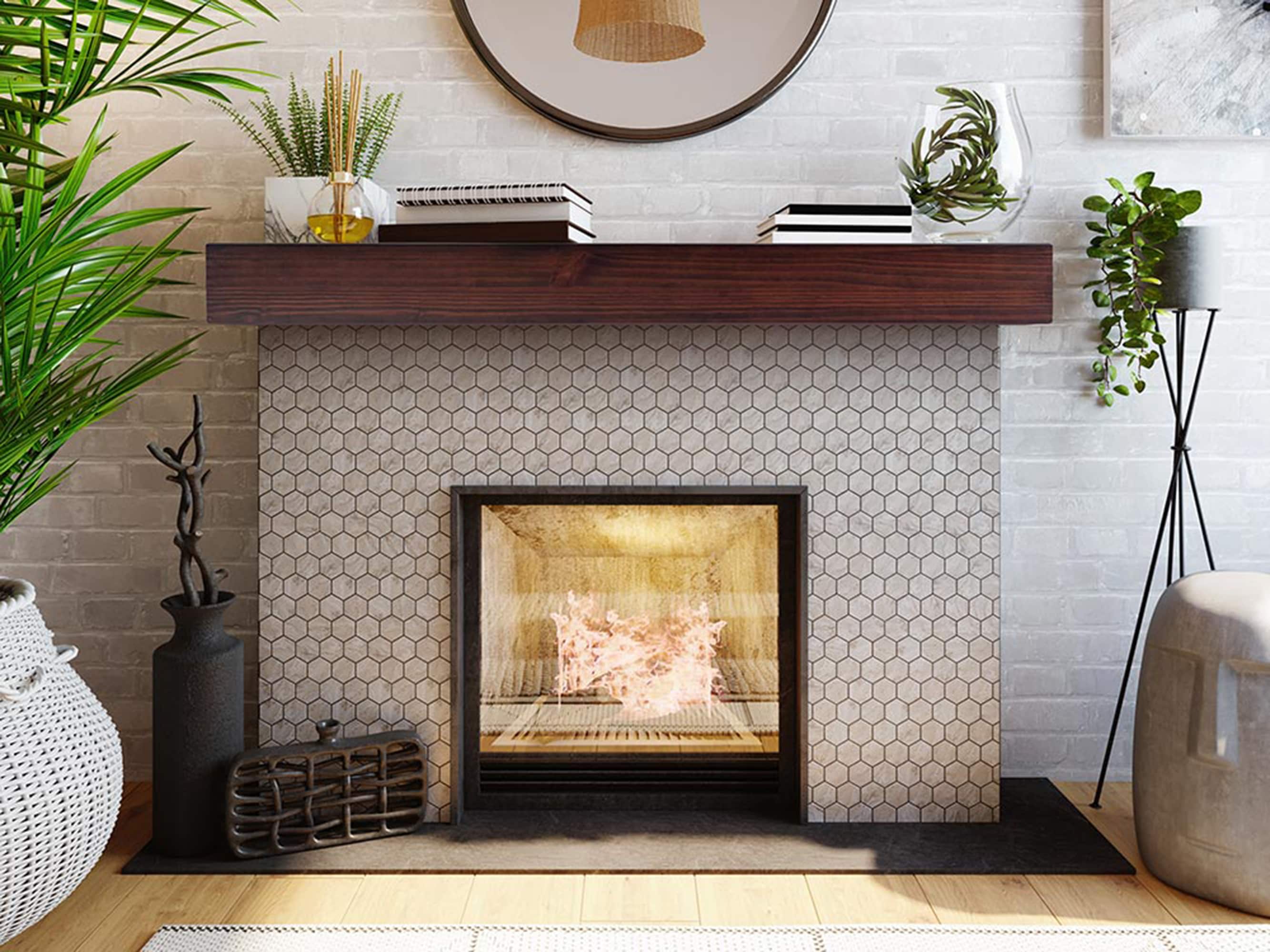Austin 72" Cinnamon Pine Wood Floating Mantel Shelf