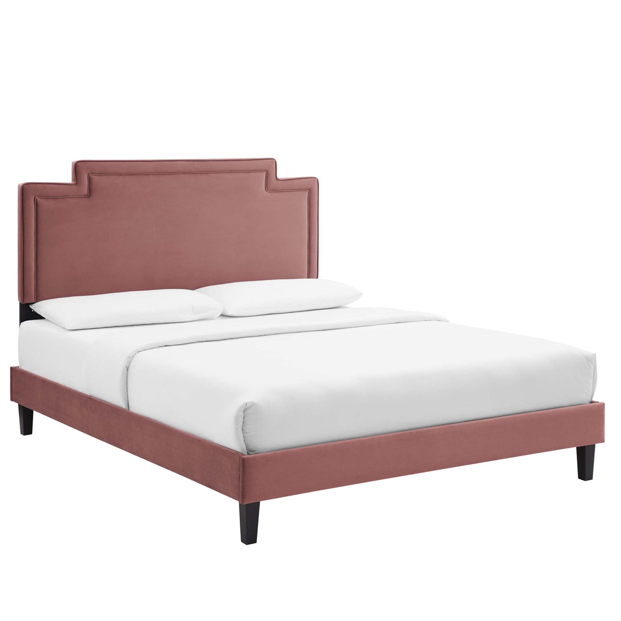  Liva Performance Velvet King Bed in Dusty Rose