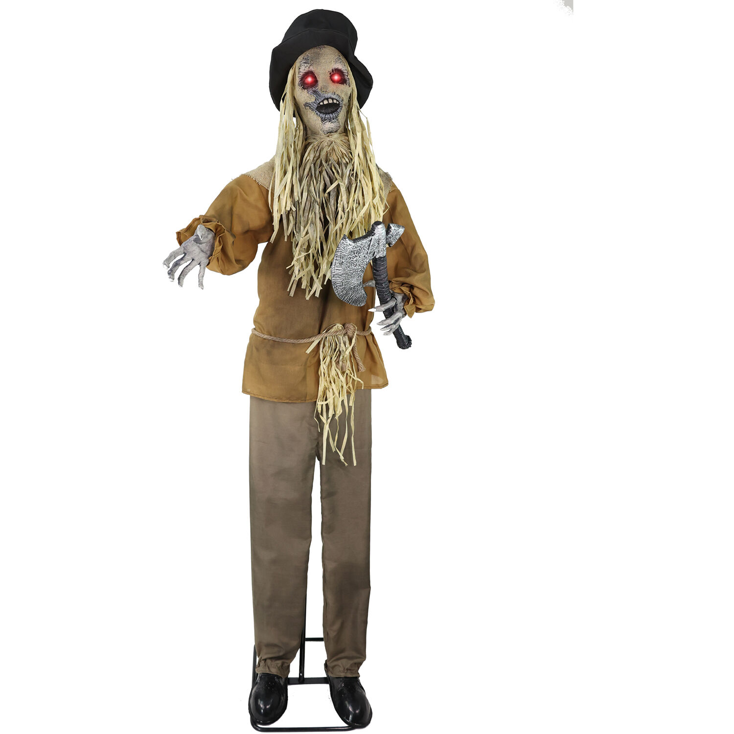 Haunted Hill Farm 5.9-ft Freestanding Laughing Lighted Scarecrow ...