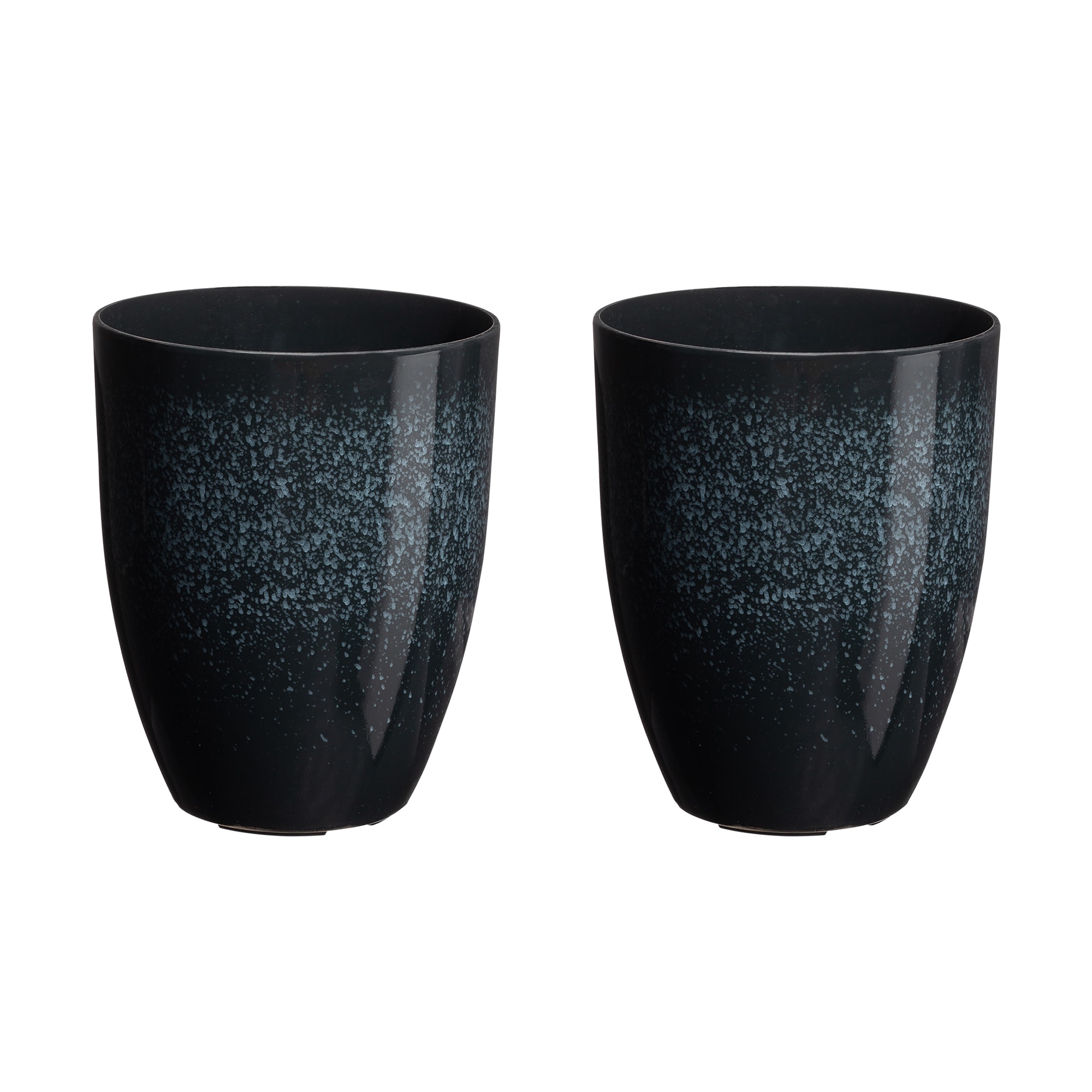 Glitzhome 2007200011 2 -Pack 13.75-in W x 16.75-in H x Black Plastic Indoor/Outdoor Planter