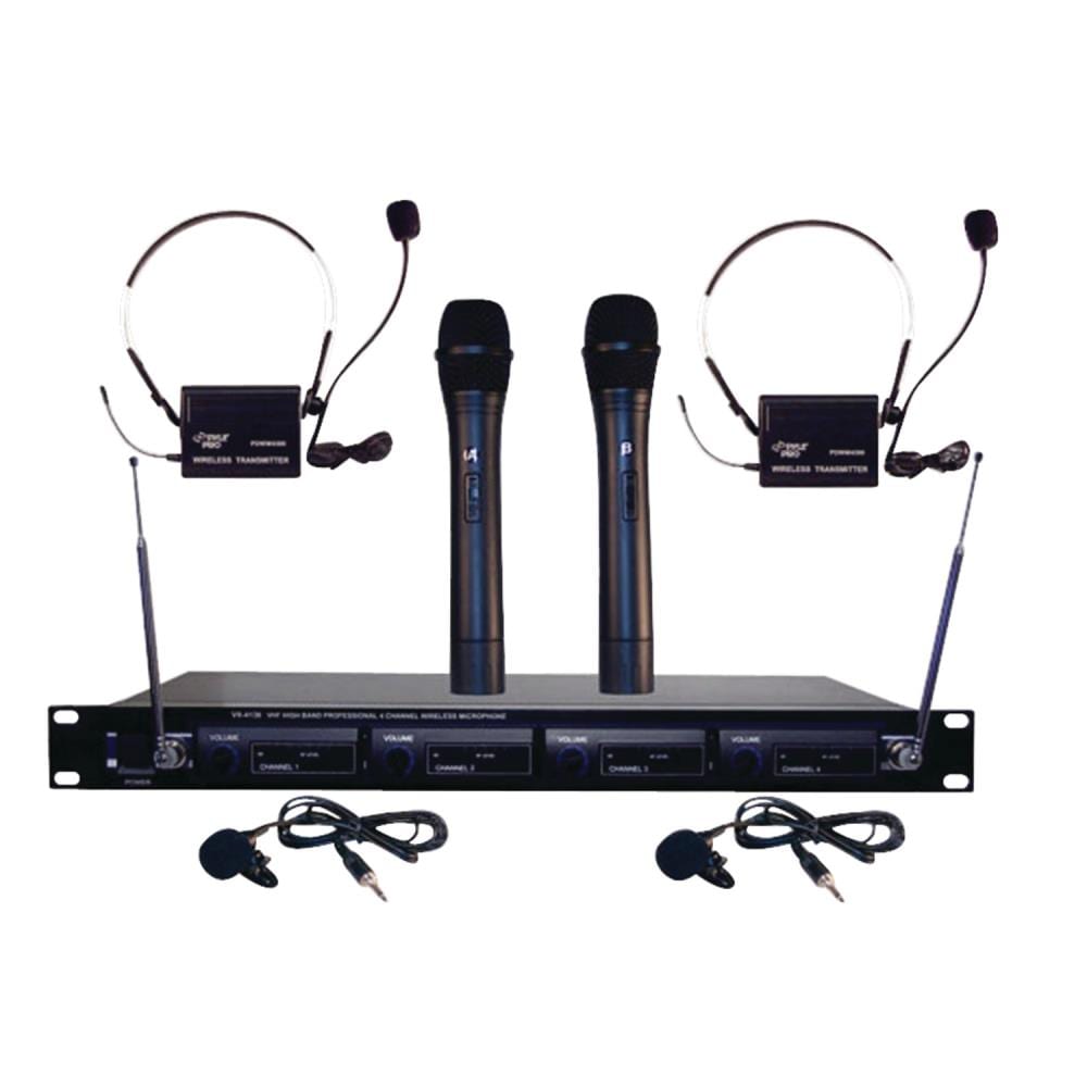 Pyle Pro 4 Channel VHF Wireless Rack Mount Microphone System at