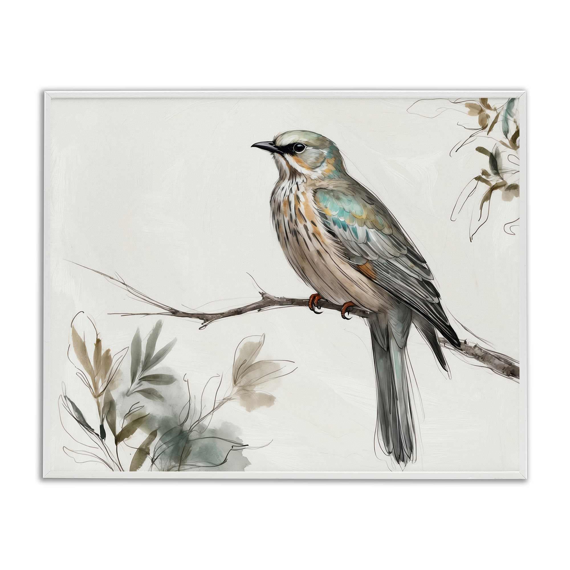 Stupell Industries BT-781-WFR-24X30 Stoic Bird Wildlife Study White Framed Giclee Art By LSR Creative Studio 30 x 24