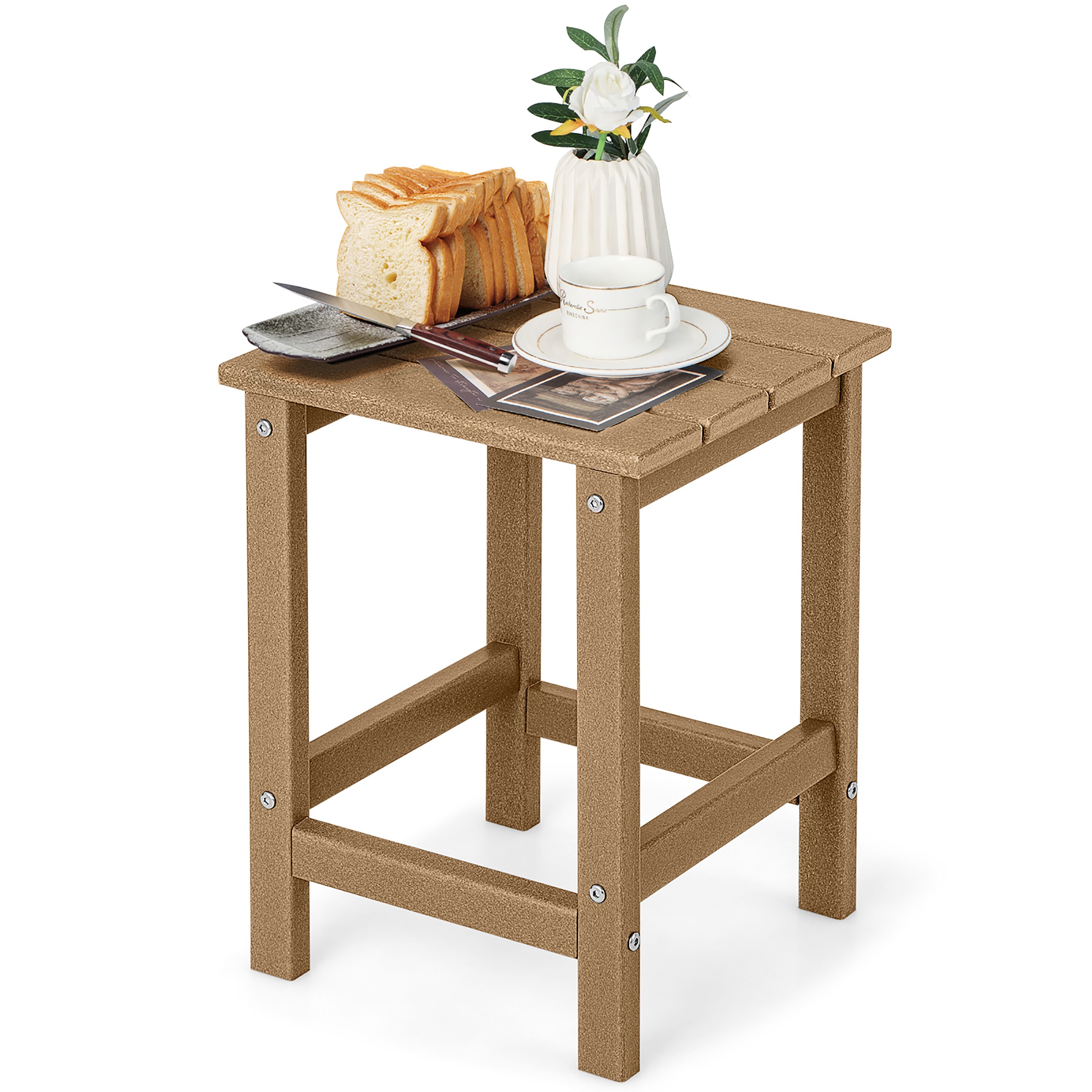 Costway NP10939CF Square Outdoor End Table 14-in W x 14-in L