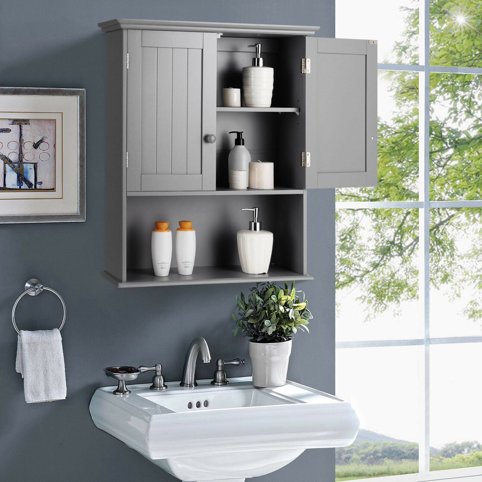 Forclover HYFC-BA930GR Bathroom Storage Cabinet 23.5-Inches x 28-Inches x 8-Inches Gray Bathroom Wall Cabinet