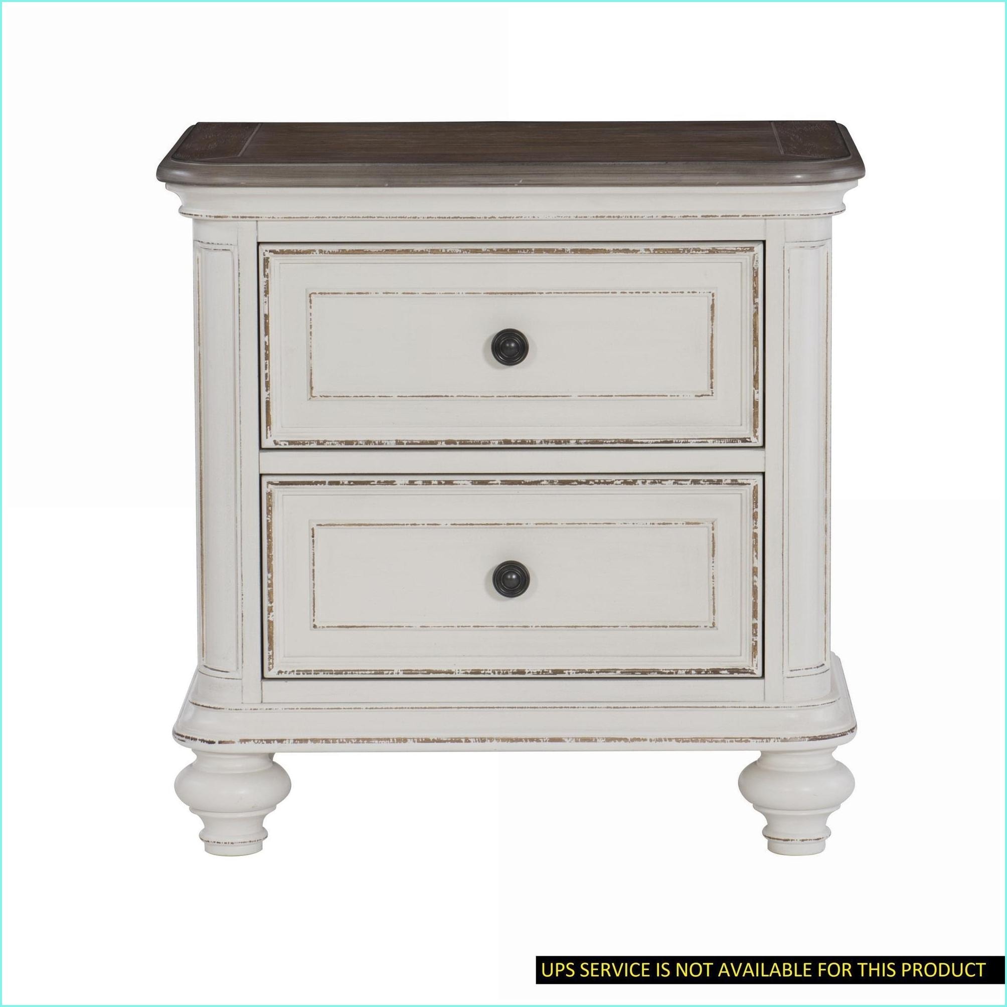 Watnature - Traditional 2 Drawer Nightstand Antique White amp Brown Gray Oak Veneer