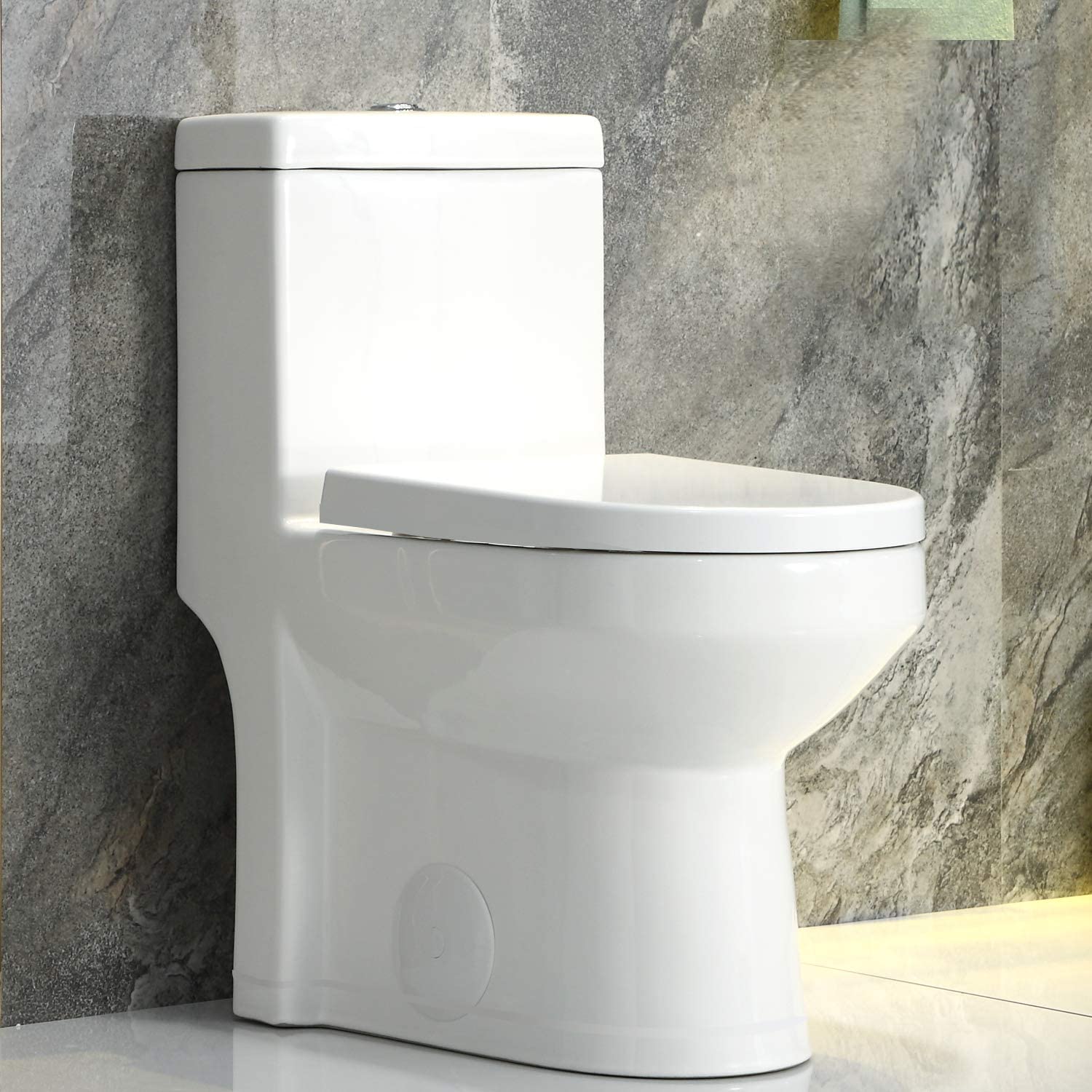 HOROW HWMT-8733U White Round Standard height 12-in Rough-In WaterSense 1.6 GPF Dual Flush Soft Close 1-piece Toilet