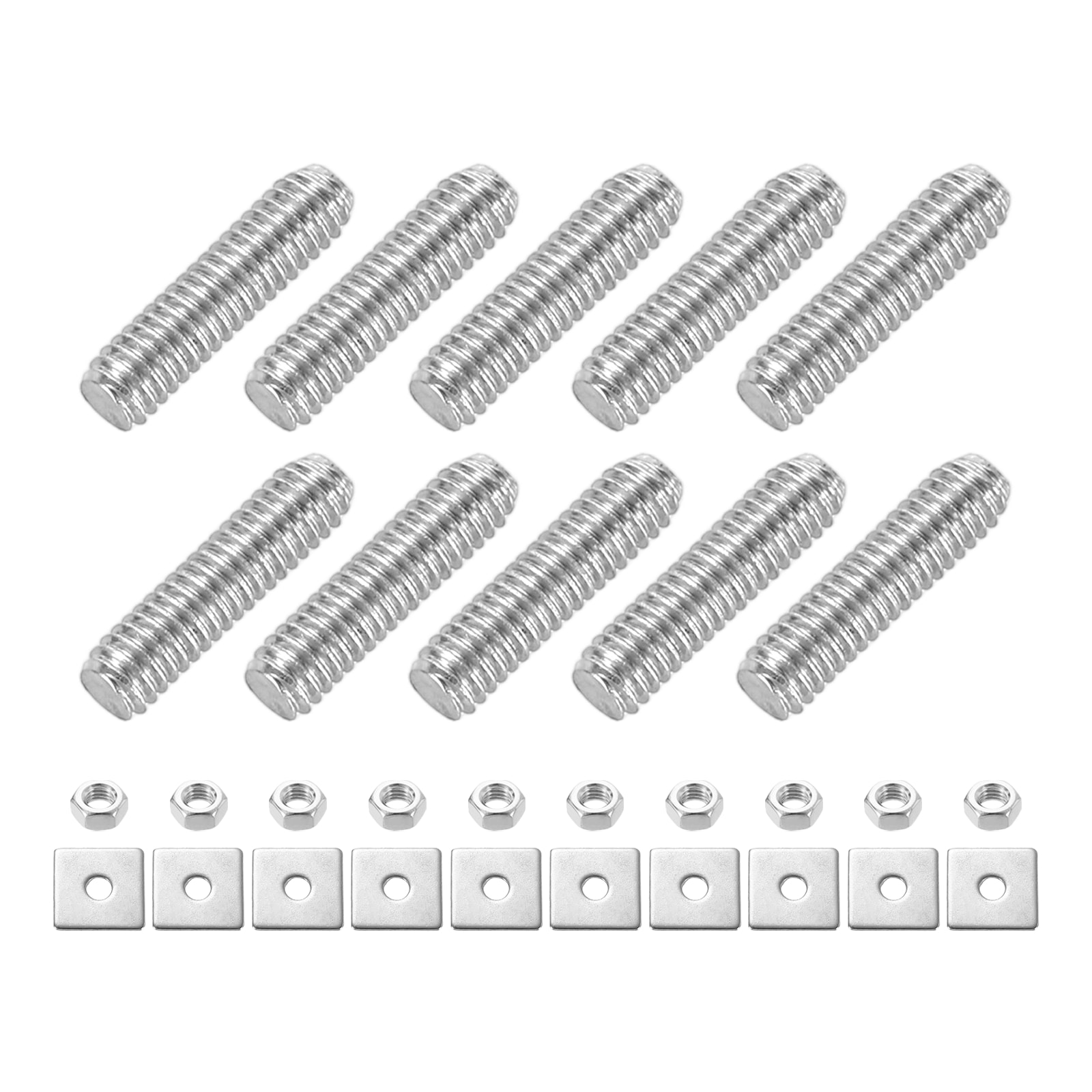 Unique Bargains 10pcs Fully Threaded Rod M4 x 15mm 304 Stainless Steel Fully Threaded Studs with Nuts and Washers for Clamps Hangers and U-Bolts Silver