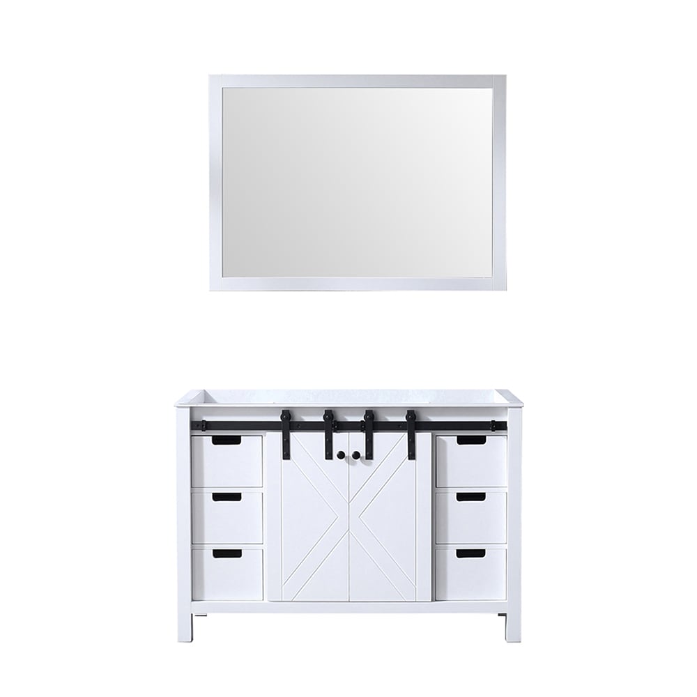 Lexora LM342248SA00M44 Marsyas 48-in White Bathroom Vanity Base Cabinet without Top (Mirror Included)