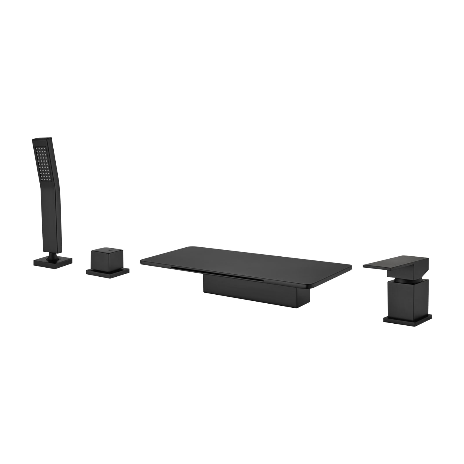 Cobbe Black Widespread 1-handle Low-arc Residential Handle Bathroom Sink Faucet with Deck Plate