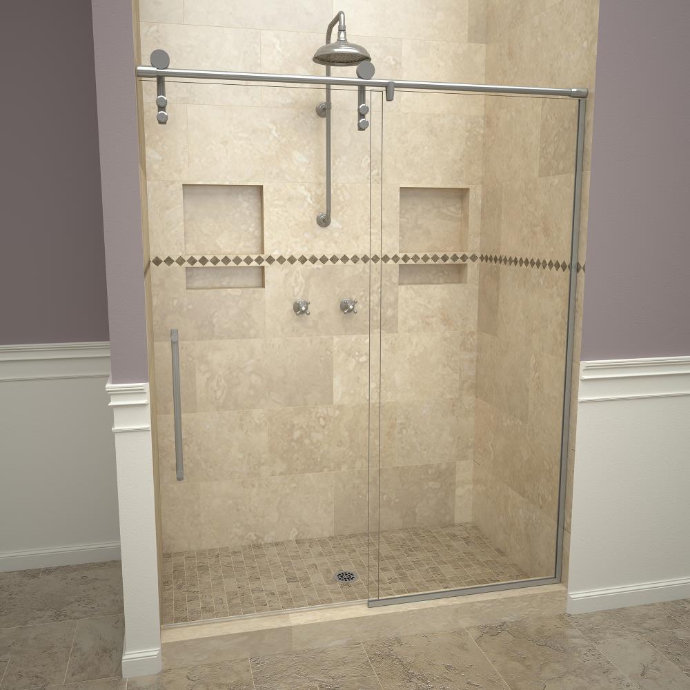 Redi Slide 26VCSHP04776 Brushed-stainless 76-in Semi-frameless Sliding Shower Door