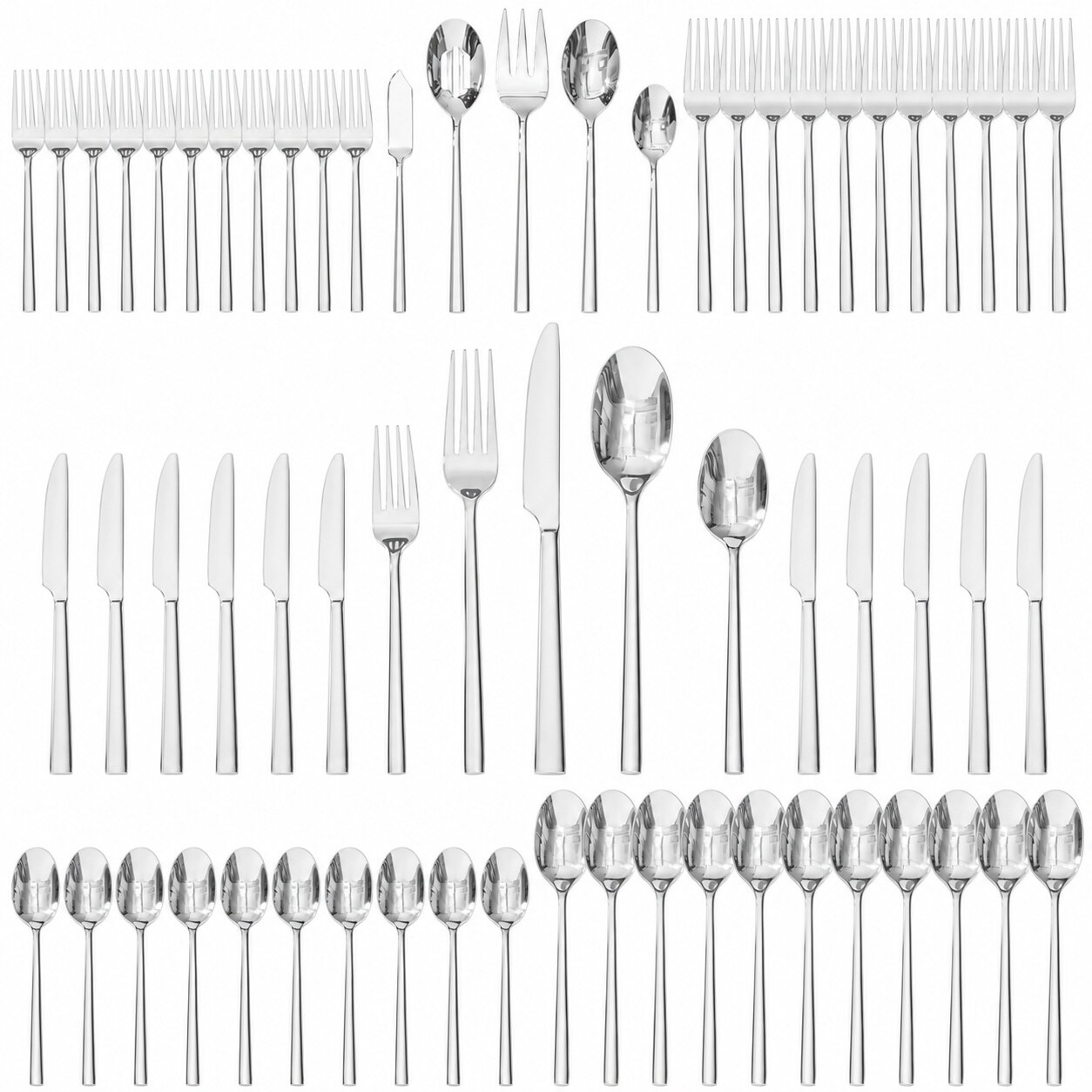 Anqtovp 65 Piece Silverware Set Service for 12 Premium Stainless Steel Forged Flatware Mirror Polished Dishwasher Safe Includes Serving Utensils #LAN0619N060