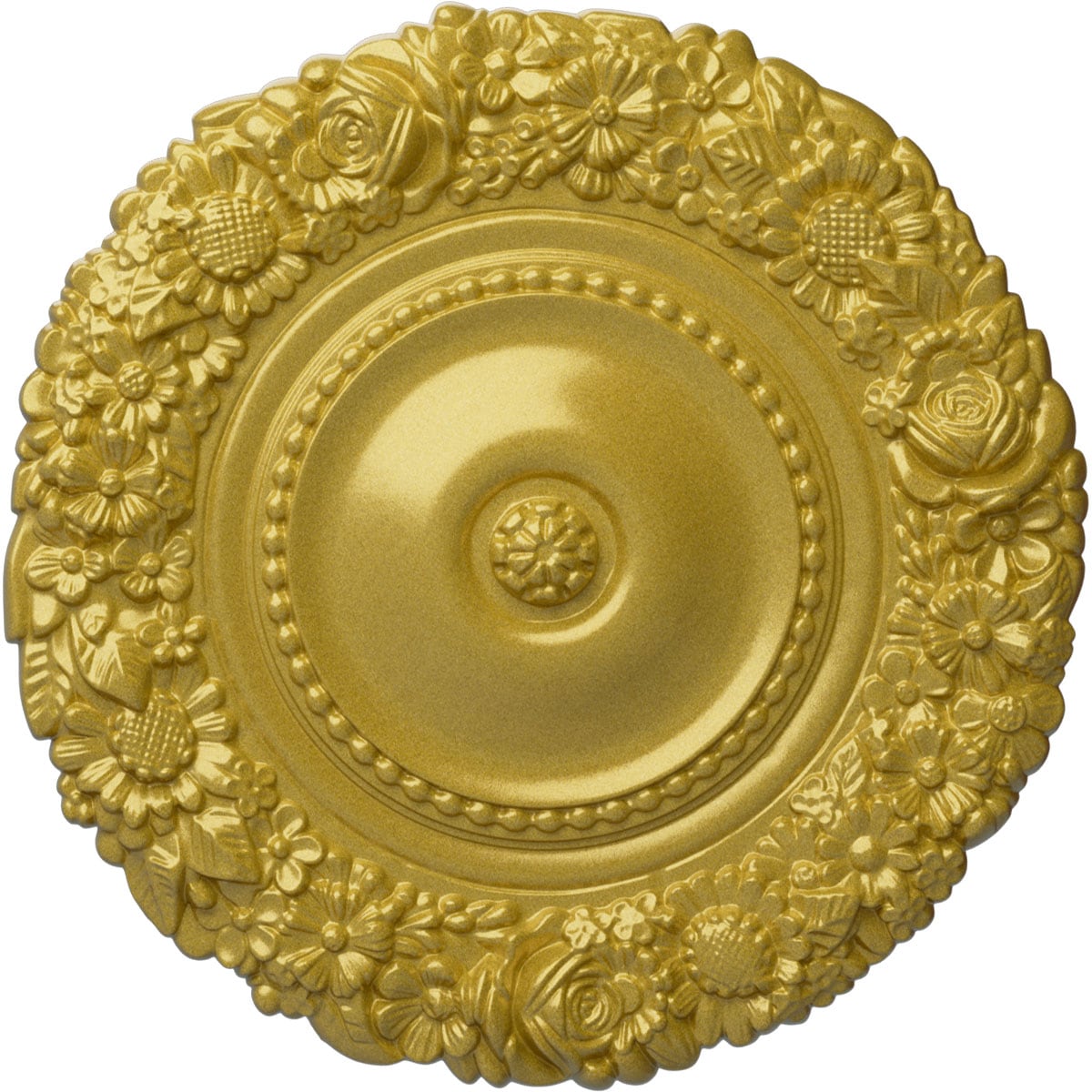 Ekena Millwork CM21MARGS Marseille 21-in W x 21-in L Painted Rich Gold Polyurethane Whole Ceiling Medallion