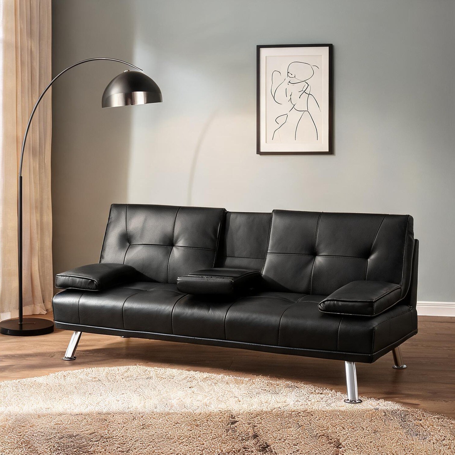 Naturefalls Sofa with 66 x 31.7 x 32.3 pairing Metal Frame with Folding Design and Living Room