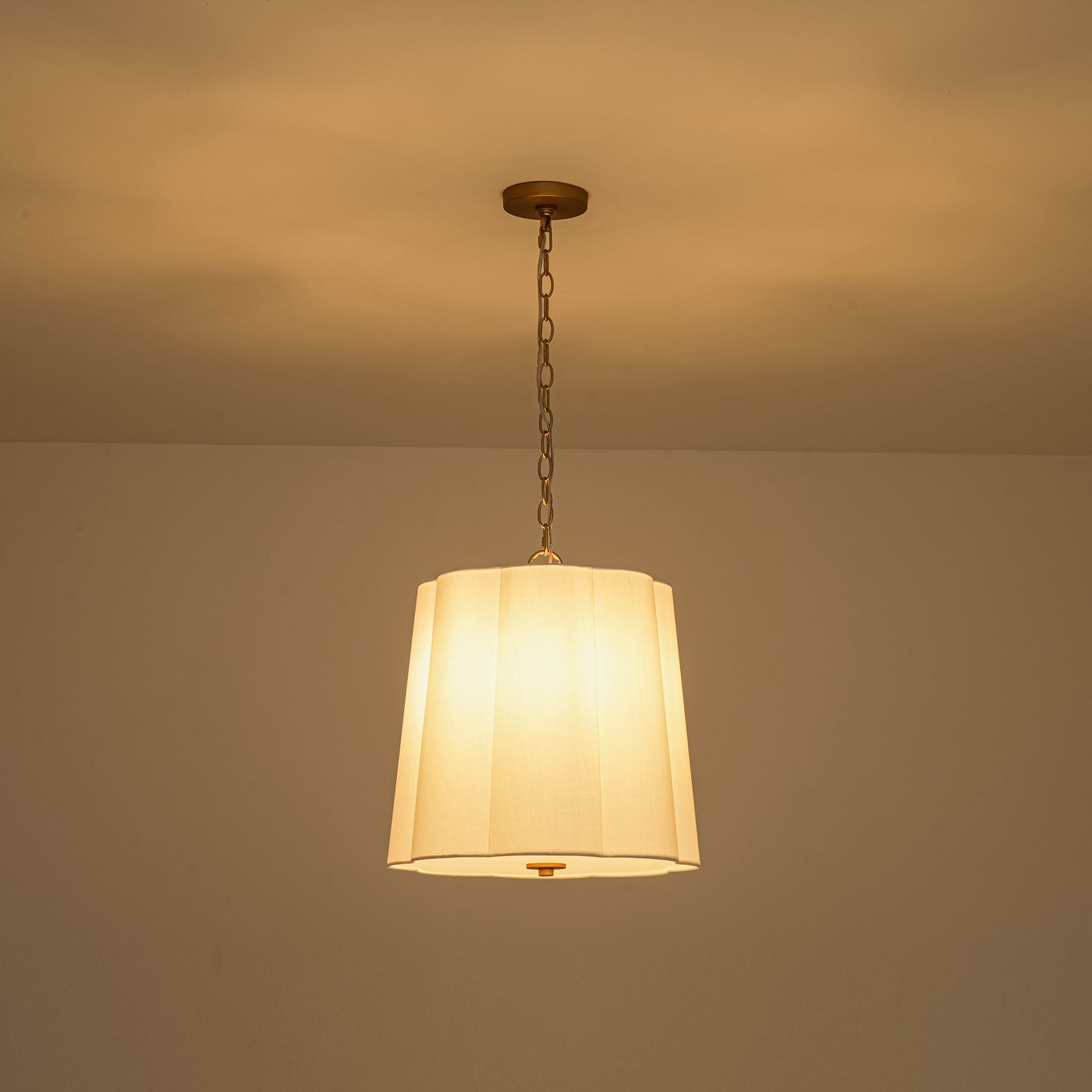 Zicbol 3-Light Petal Fabric Shade Pendant Light in Matte Natural Brass