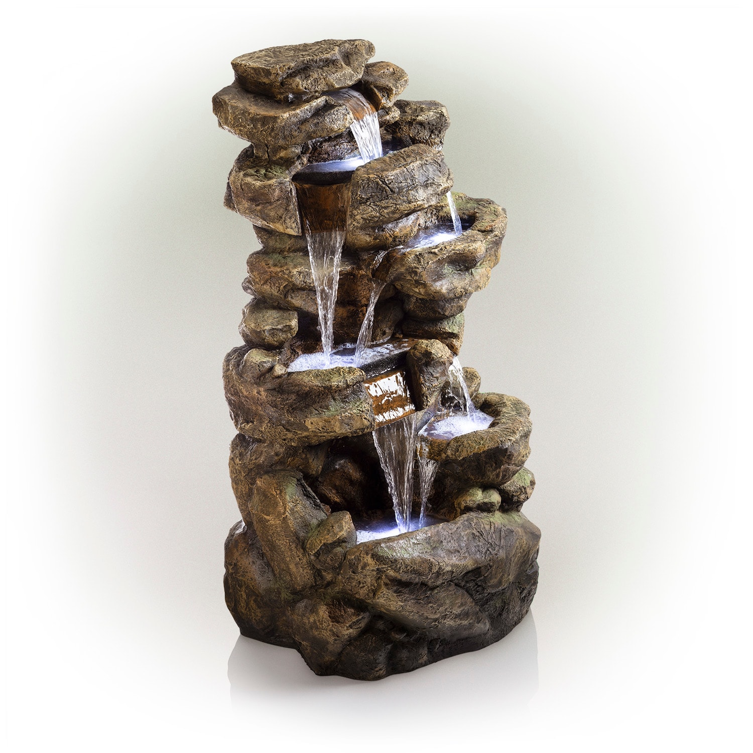 Alpine Corporation 51-in H Resin Water Tiered Outdoor Fountain Pump ...