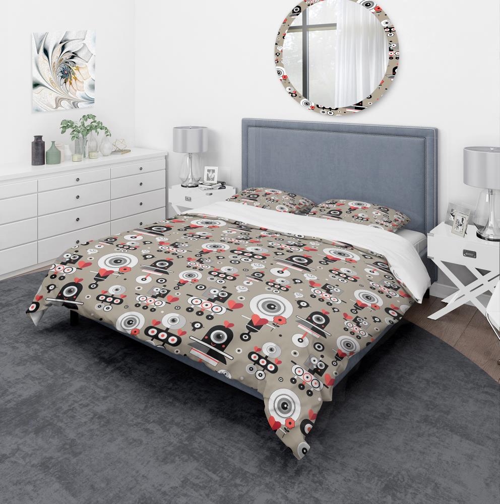 Designart BED18906-Q 3 -Piece Grey and Silver Queen Duvet cover Set