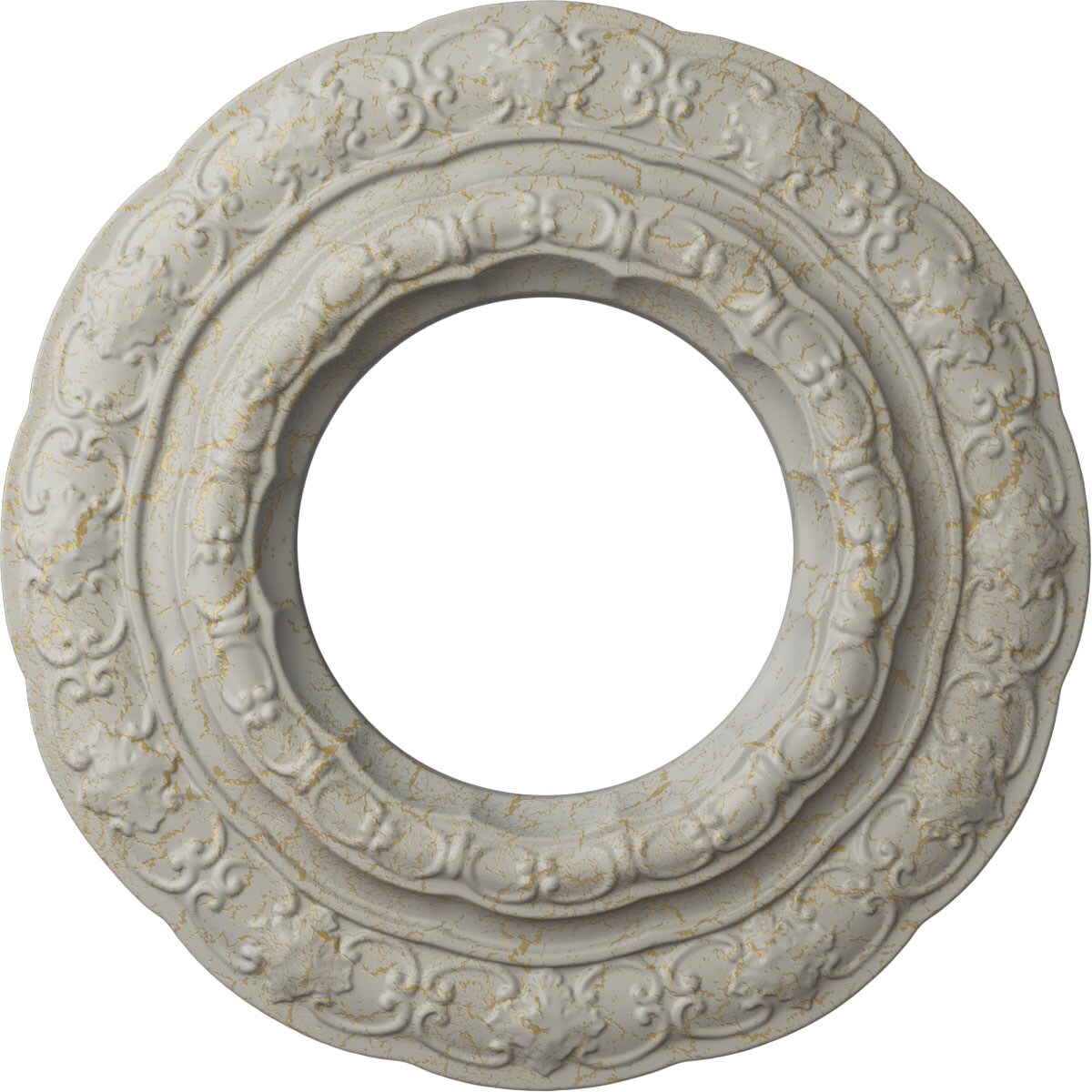 Ekena Millwork CM15LIPCC Lisbon 15.375-in W x 15.375-in L Painted Pot Of Cream Crackle Polyurethane Whole Ceiling Medallion