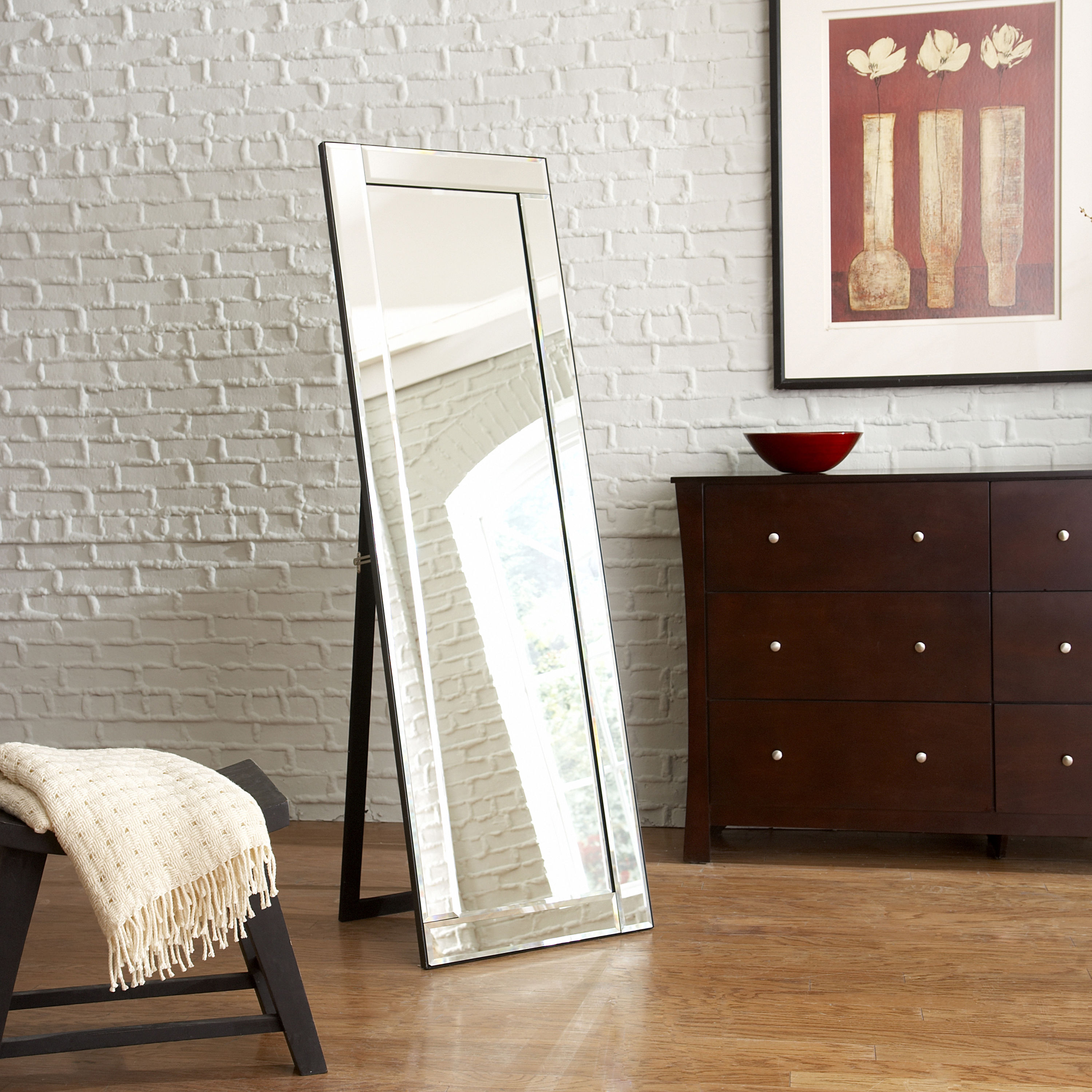 allen roth 22-in W x 66-in H Beveled Frameless Full Length Wall Mirror in  the Mirrors department at