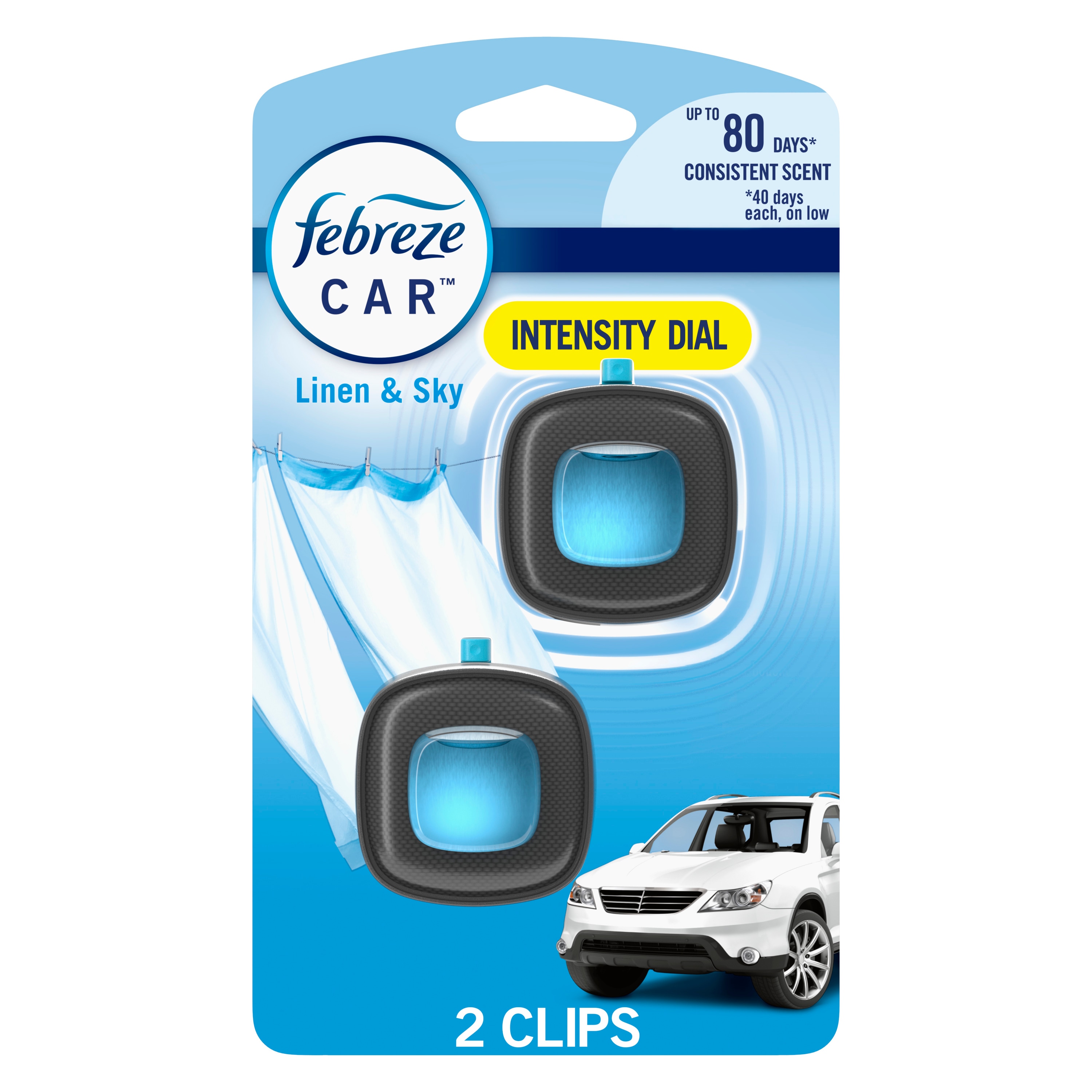 Febreze 3077201052 CAR 2 Count Linen and Sky Dispenser Air Freshener