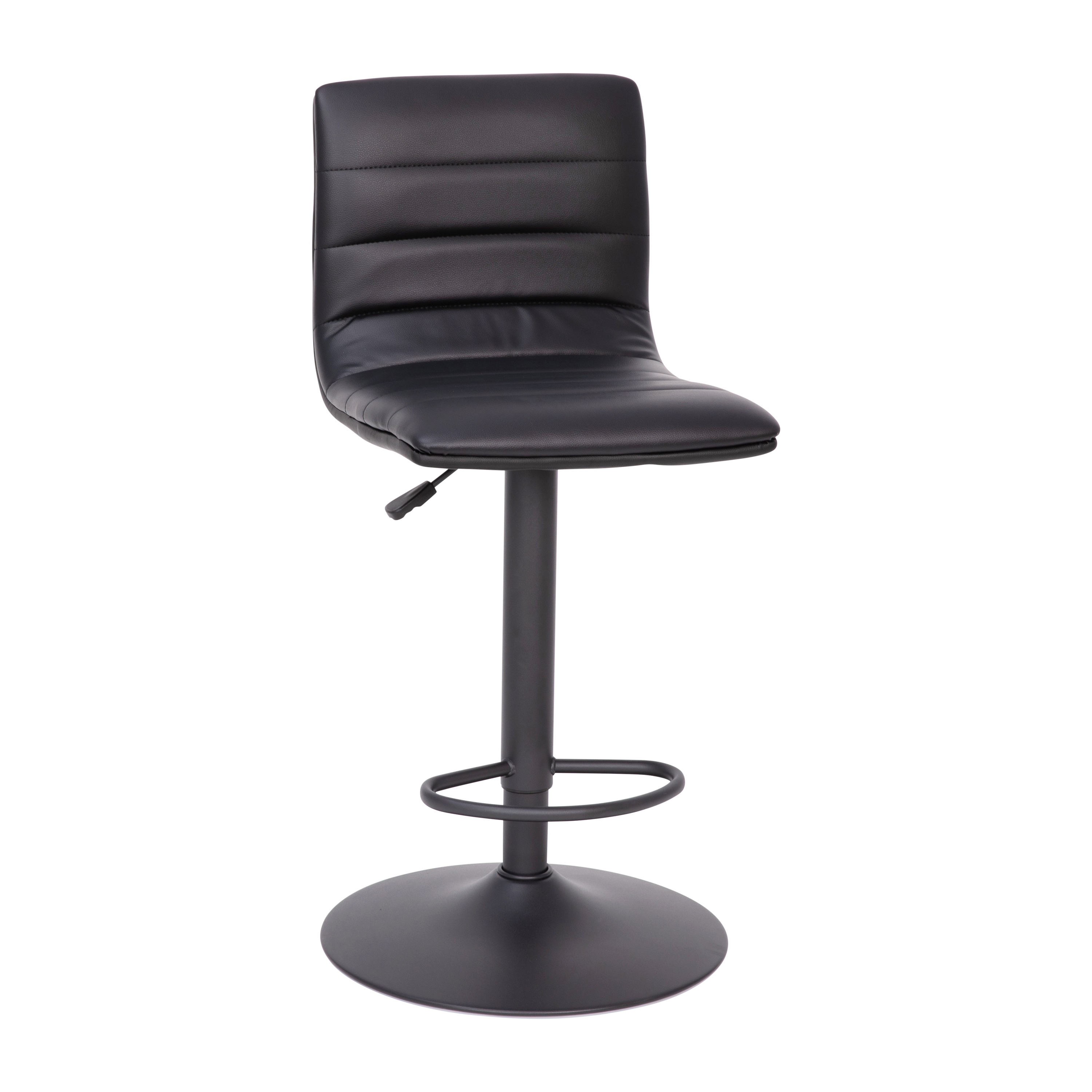 Black Adjustable Swivel Bar Stool with Metal Frame