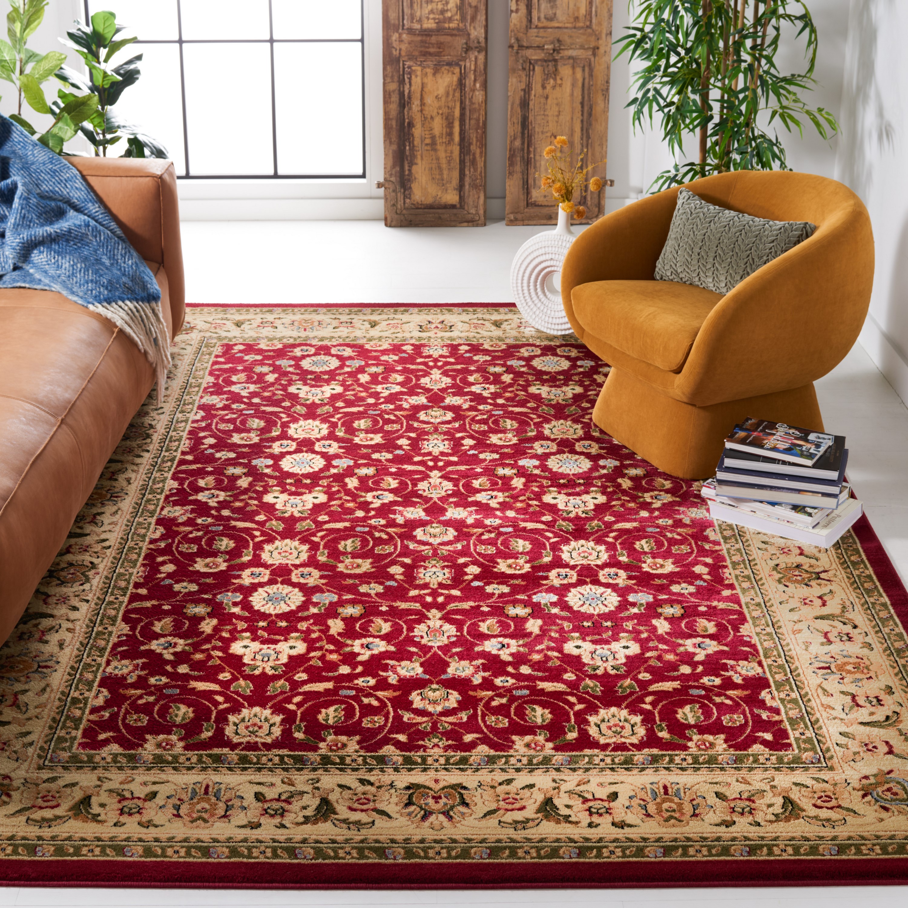 Safavieh Lyndhurst Adelyne 10 X 14 Red/Ivory Indoor Floral/Botanical  Oriental Area Rug in the Rugs department at