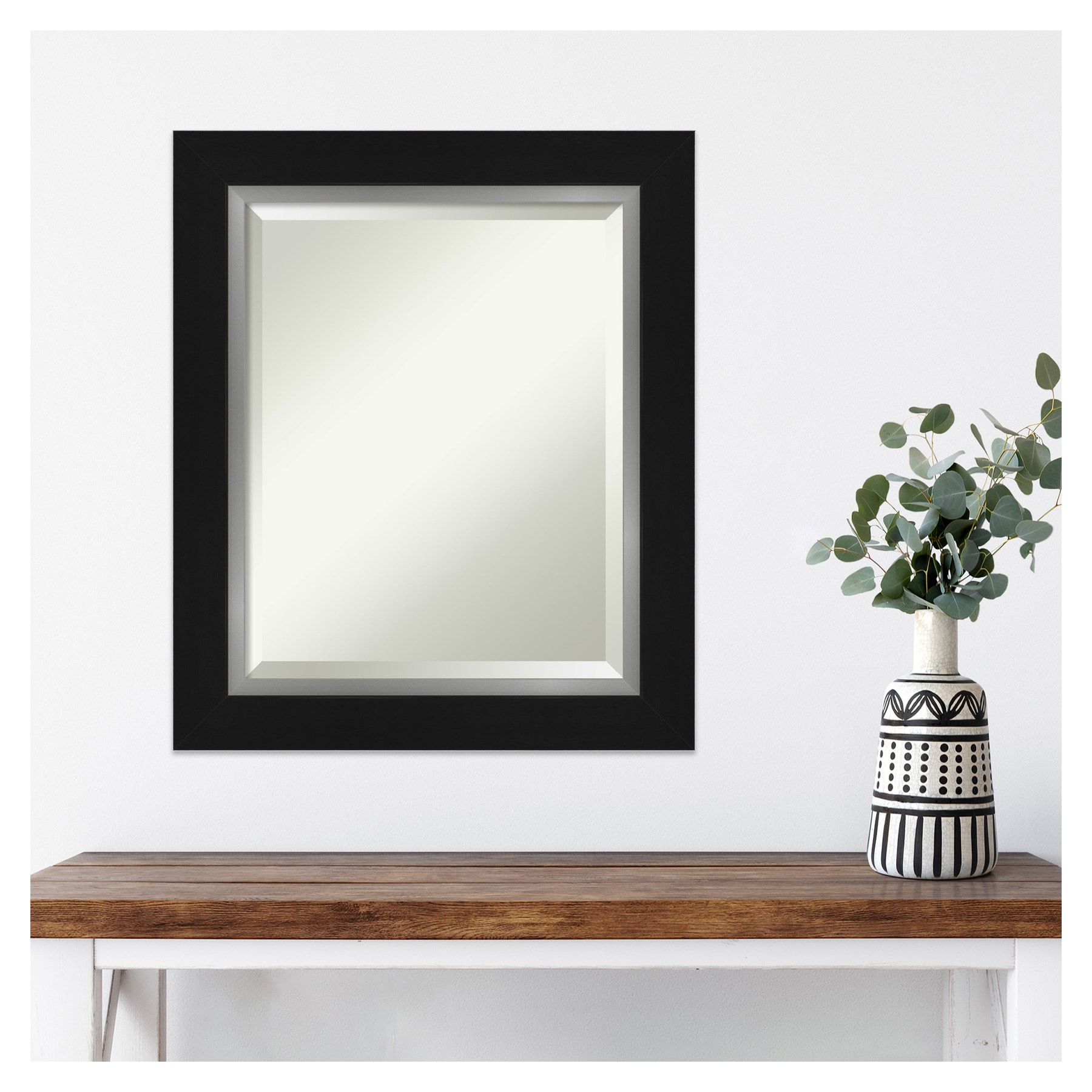 Eva Black Silver Rectangular Wall Mirror with Polystyrene Frame