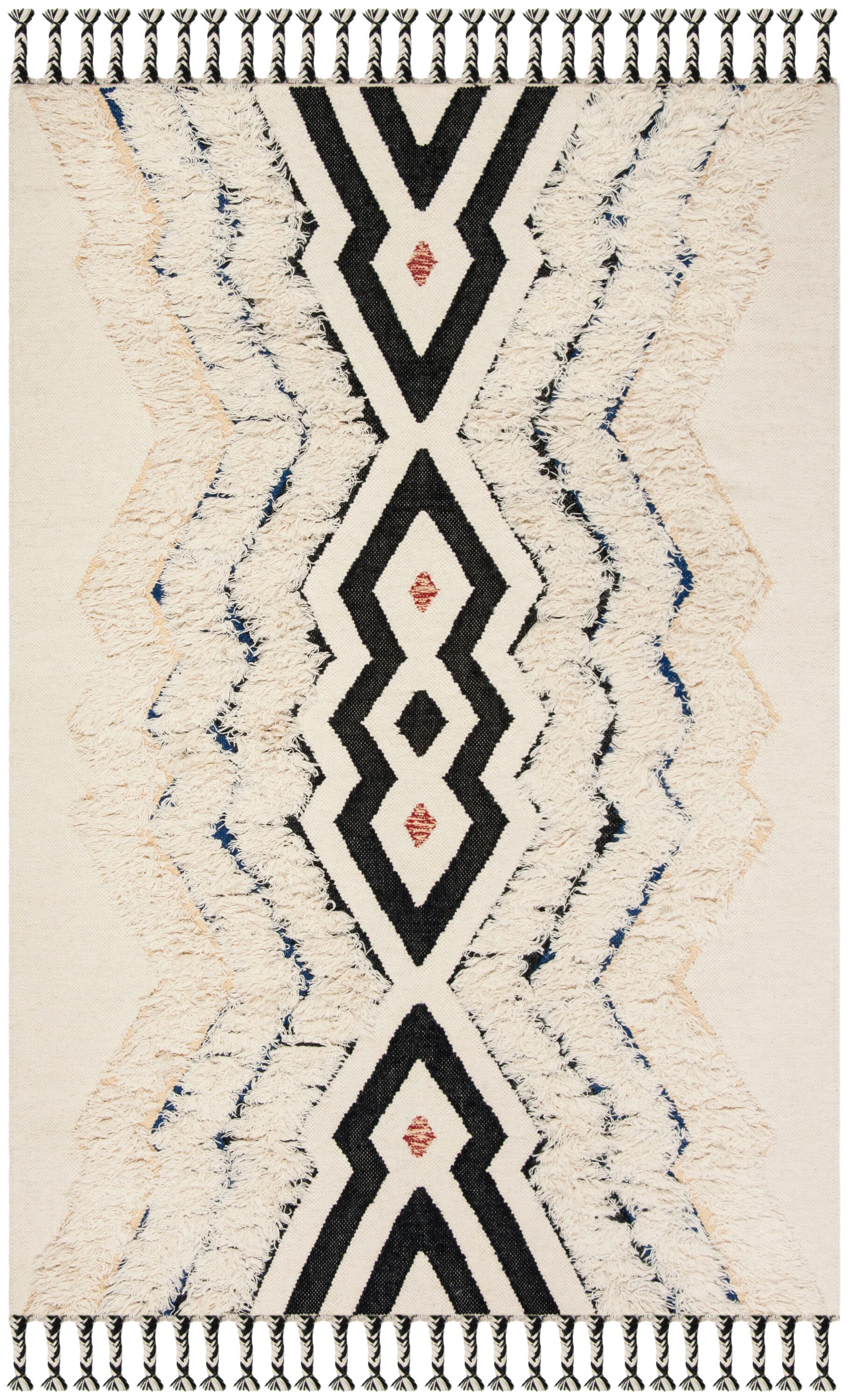 Kenya 9' x 12' Black and Ivory Wool Hand-Knotted Rug