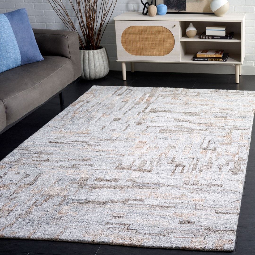  Abstract 875 Gray/Brown Contemporary 6ft x 9ft Medium Rectangle Rug