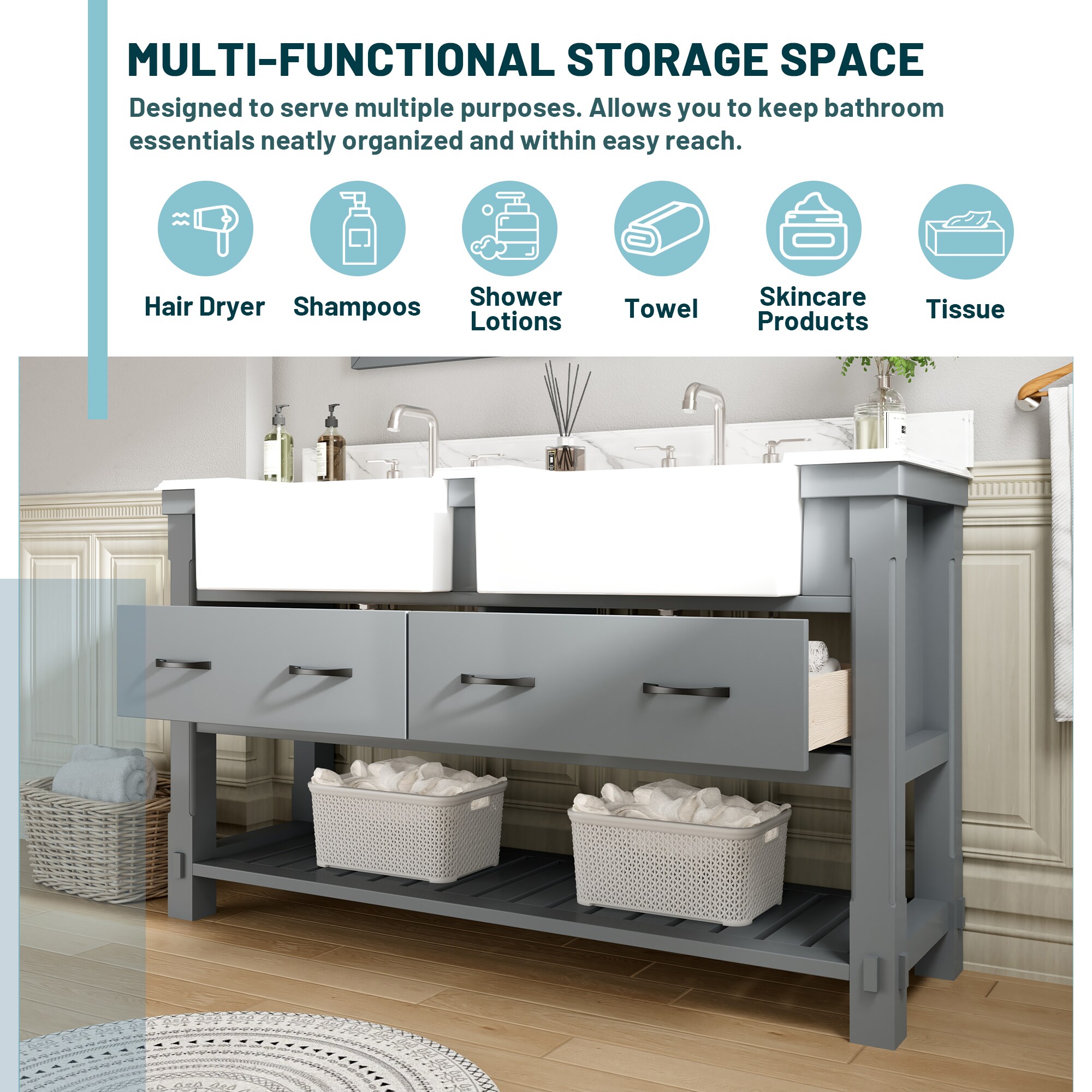 CASAINC MS-10036-CAB-GR Bath-Vanity-Combo - View #7
