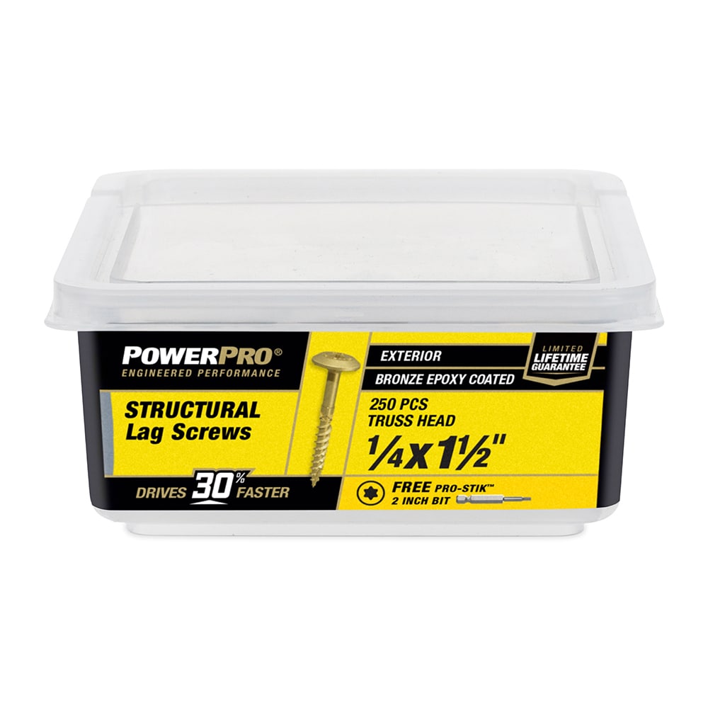 Power Pro 1/4-in x 1-1/2-in Epoxy Exterior Structural wood screws 250 -Per Box