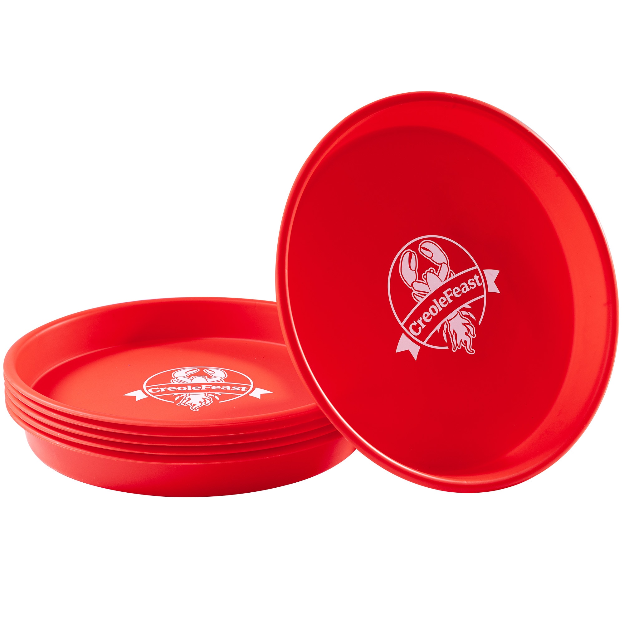 Creole Feast PP1006 15-Inch Plastic Crawfish Plates 6 -Piece Plastic Serving set