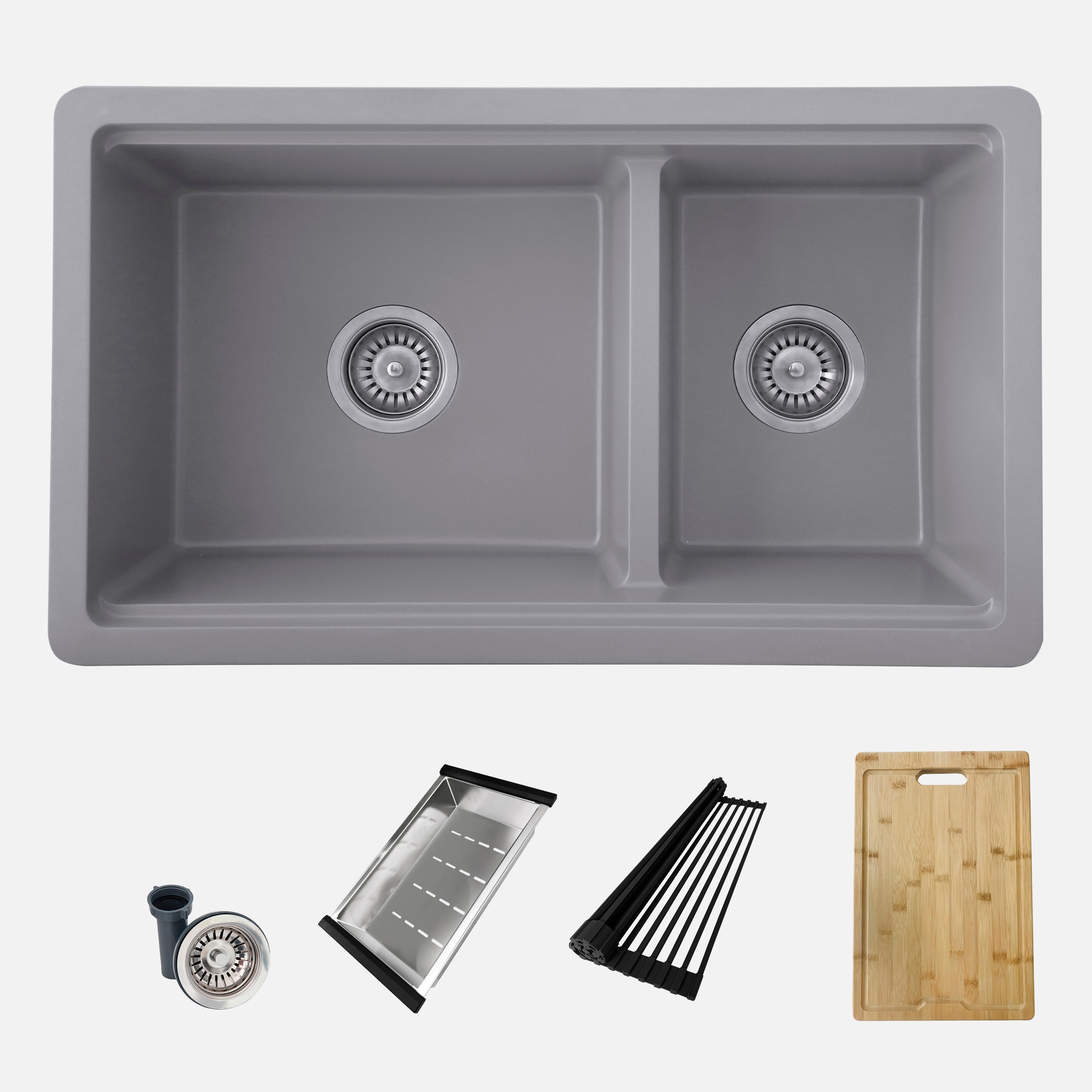 Stylish S-831WL Drop-in or undermount 30-in x 18-in Composite Double offset bowl Workstation Kitchen Sink
