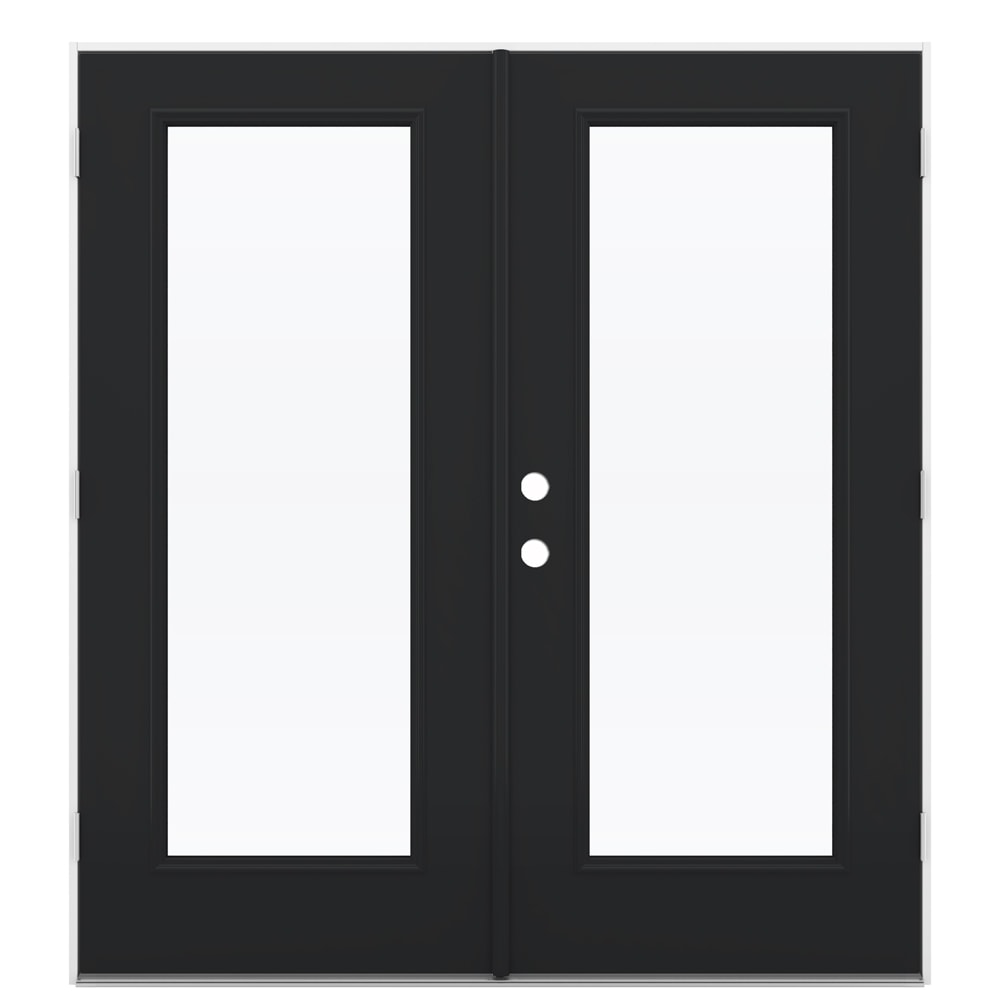 JELD-WEN LOWOLJW238700074 72-in x 80-in x 4-9/16-in Jamb Low-E Clear glass , Black Steel Left-hand outswing French Double Patio Door