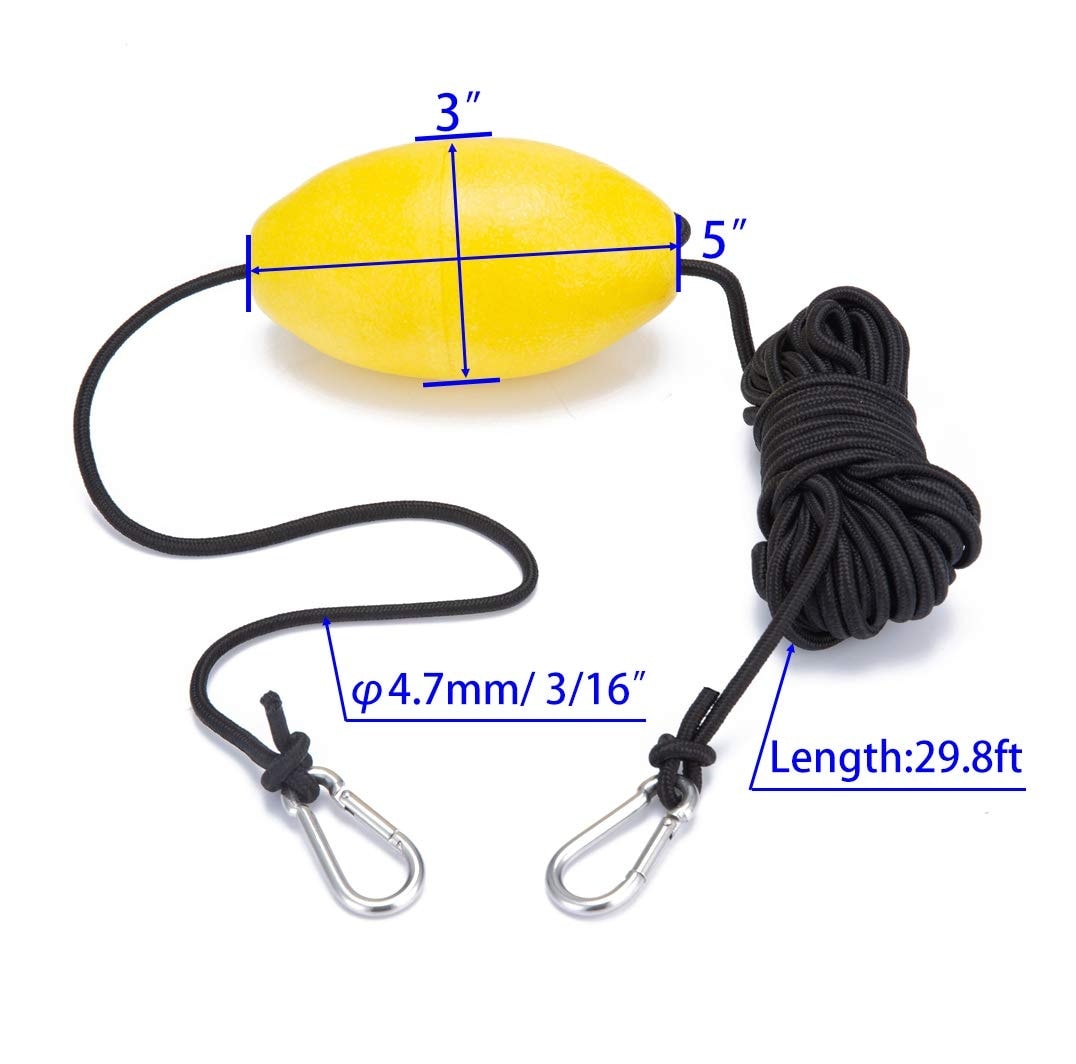 Etokfoks  High Visibility EVA Floating Buoy Marker 5 x 3 in with Stainless Steel Clips for Anchor Lines and Mooring 1 Pack