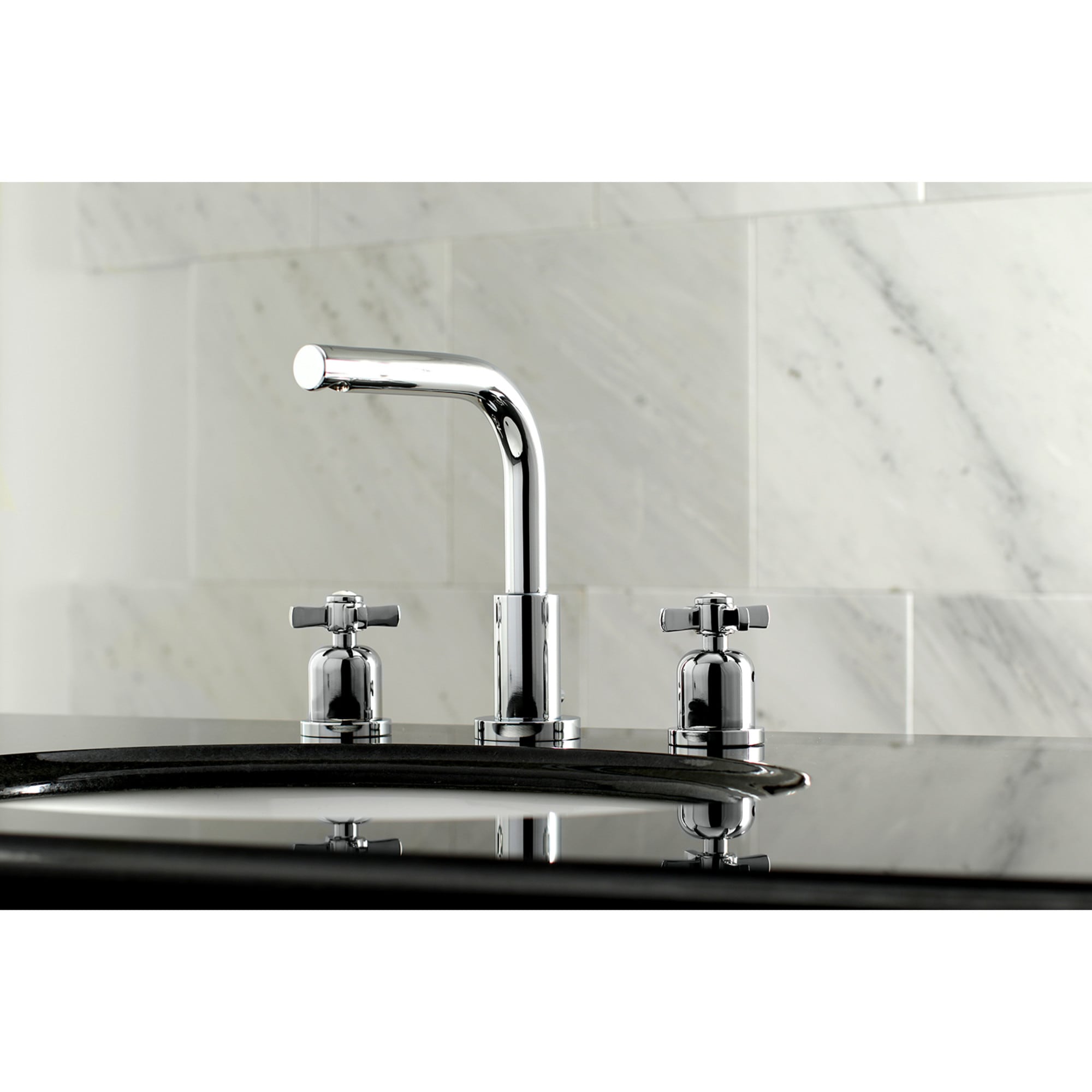 Kingston Brass WLFSC8951ZX Millennium Polished chrome Widespread 2-handle High-arc Residential Handle Bathroom Sink Faucet with Drain