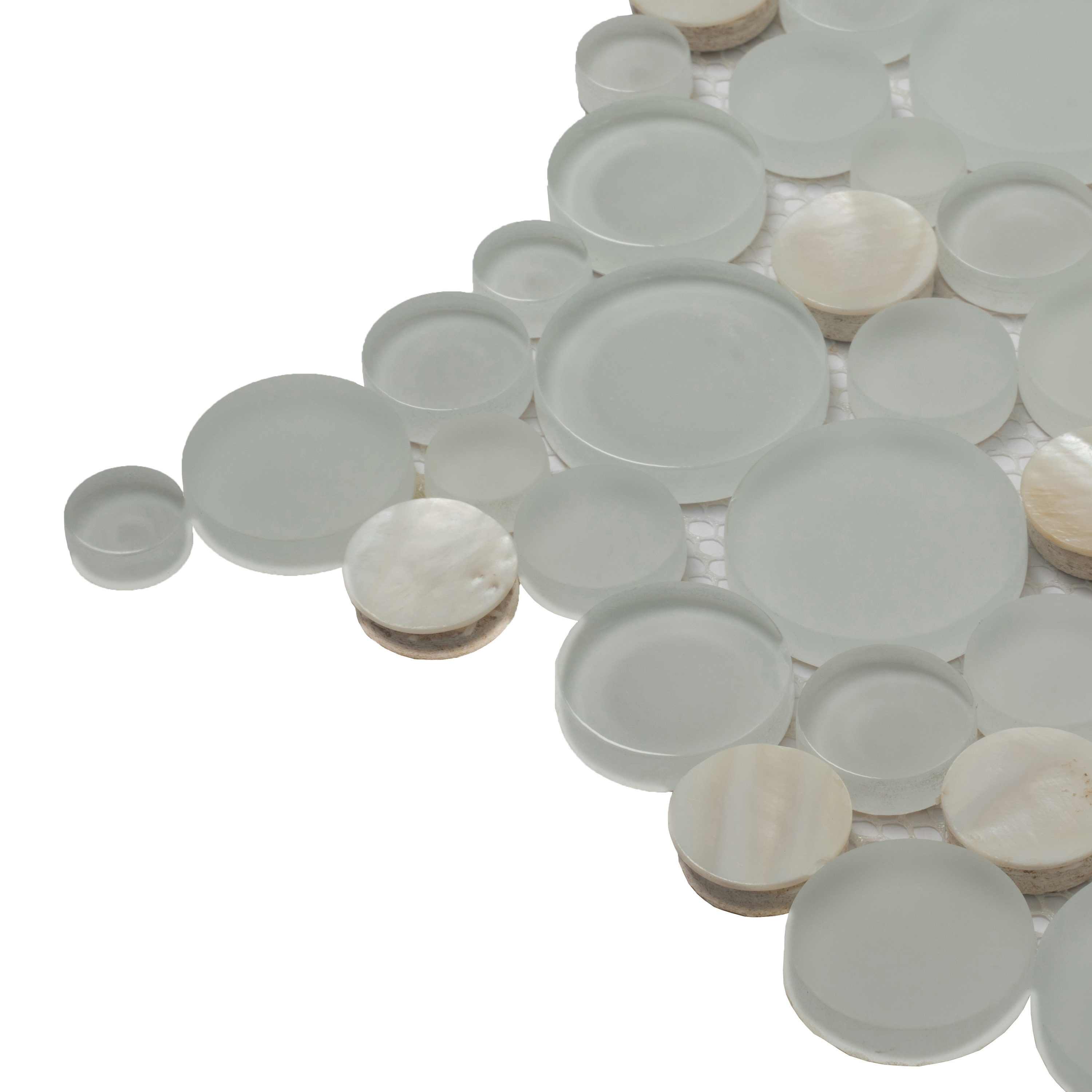 12" x 12" White Glass and Shell Mosaic Tile Sheet