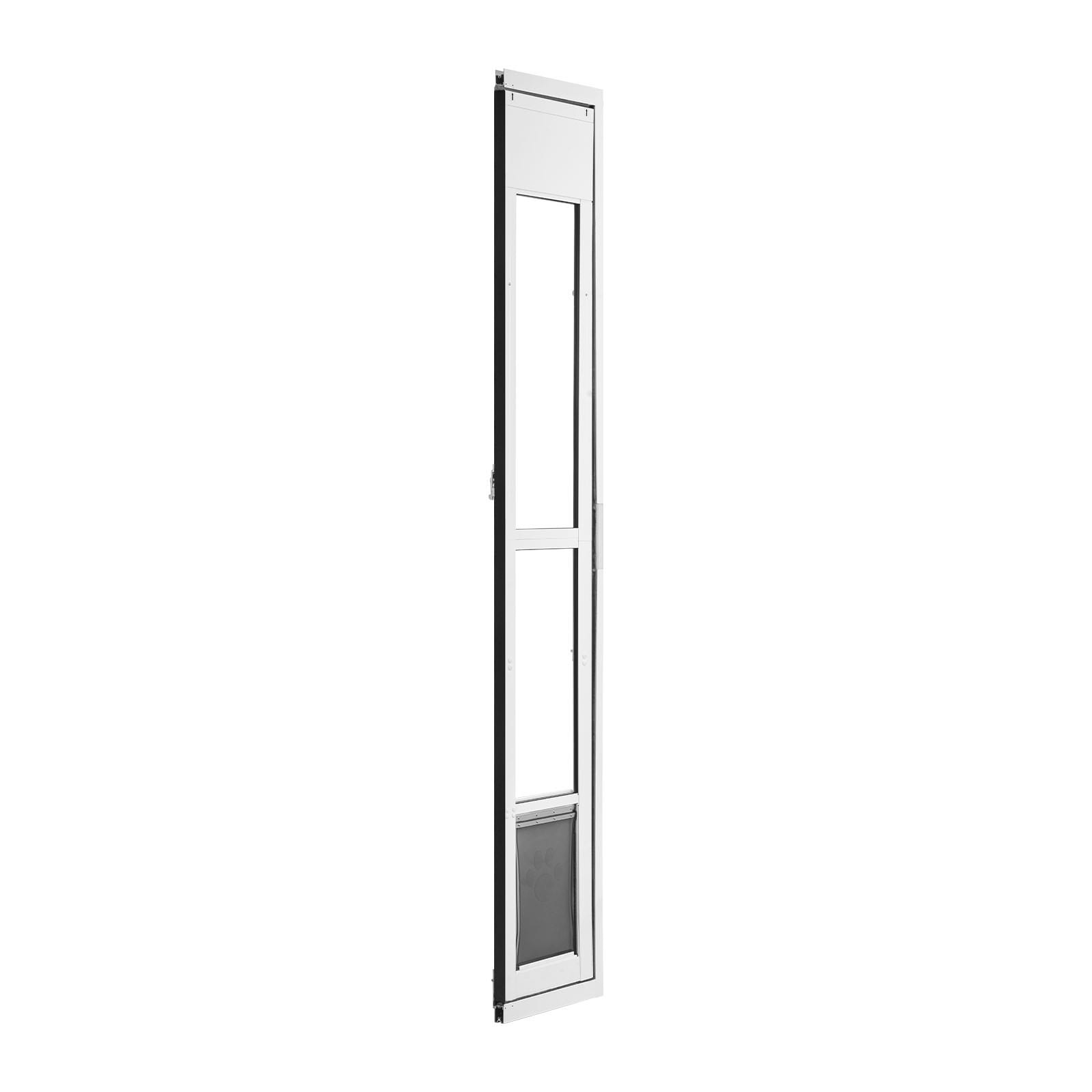 VEVOR Dog Door for Sliding Glass Door 75 7/8in to 80 11/16in Adjustable Height Aluminum Alloy Frame with Flap Lock Design for Medium-Sized Dogs 180 degrees Swing-Open Sliding Glass Pet Doors for Renters