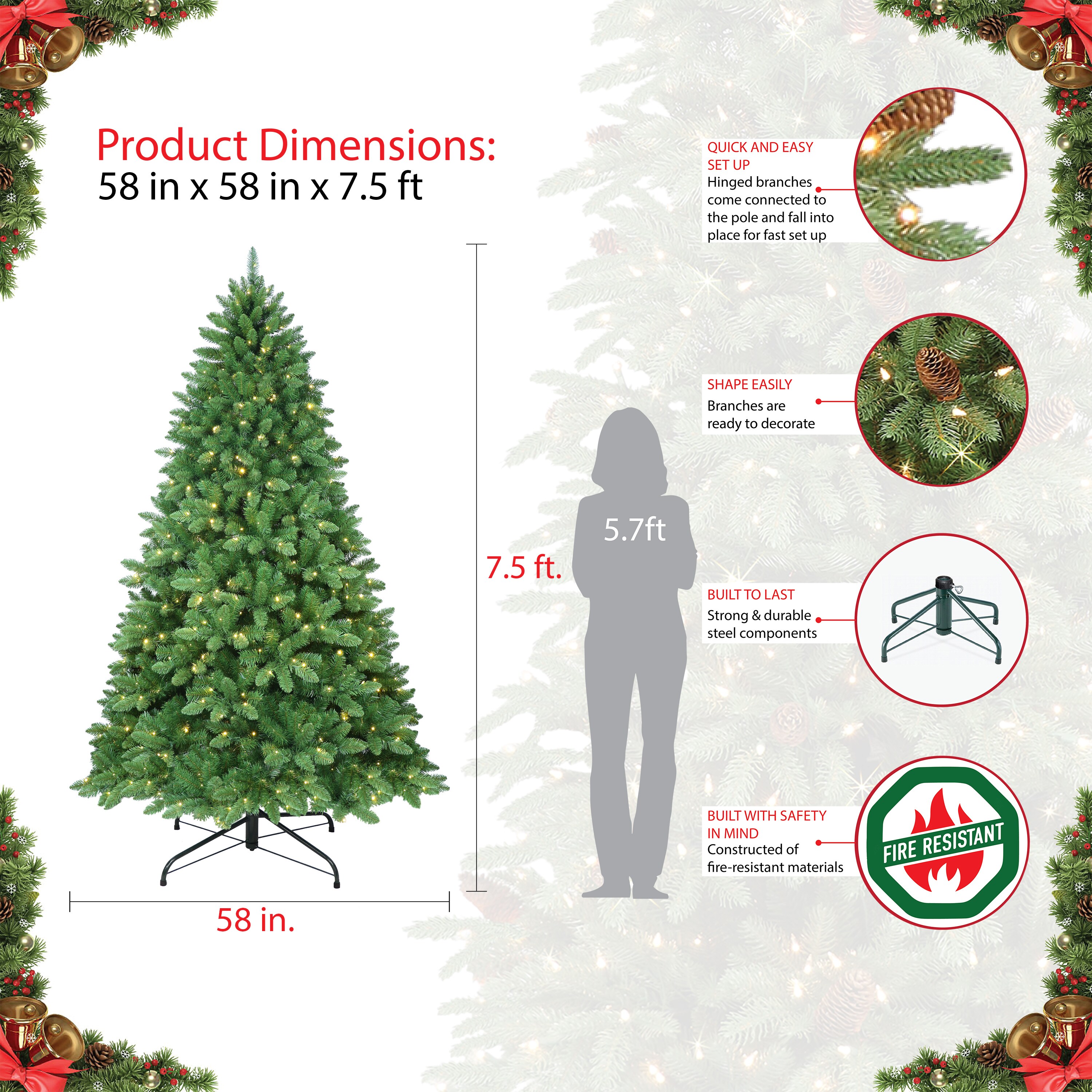 Puleo International NESA-75QLDF650 Artificial-Christmas-Trees - View #6